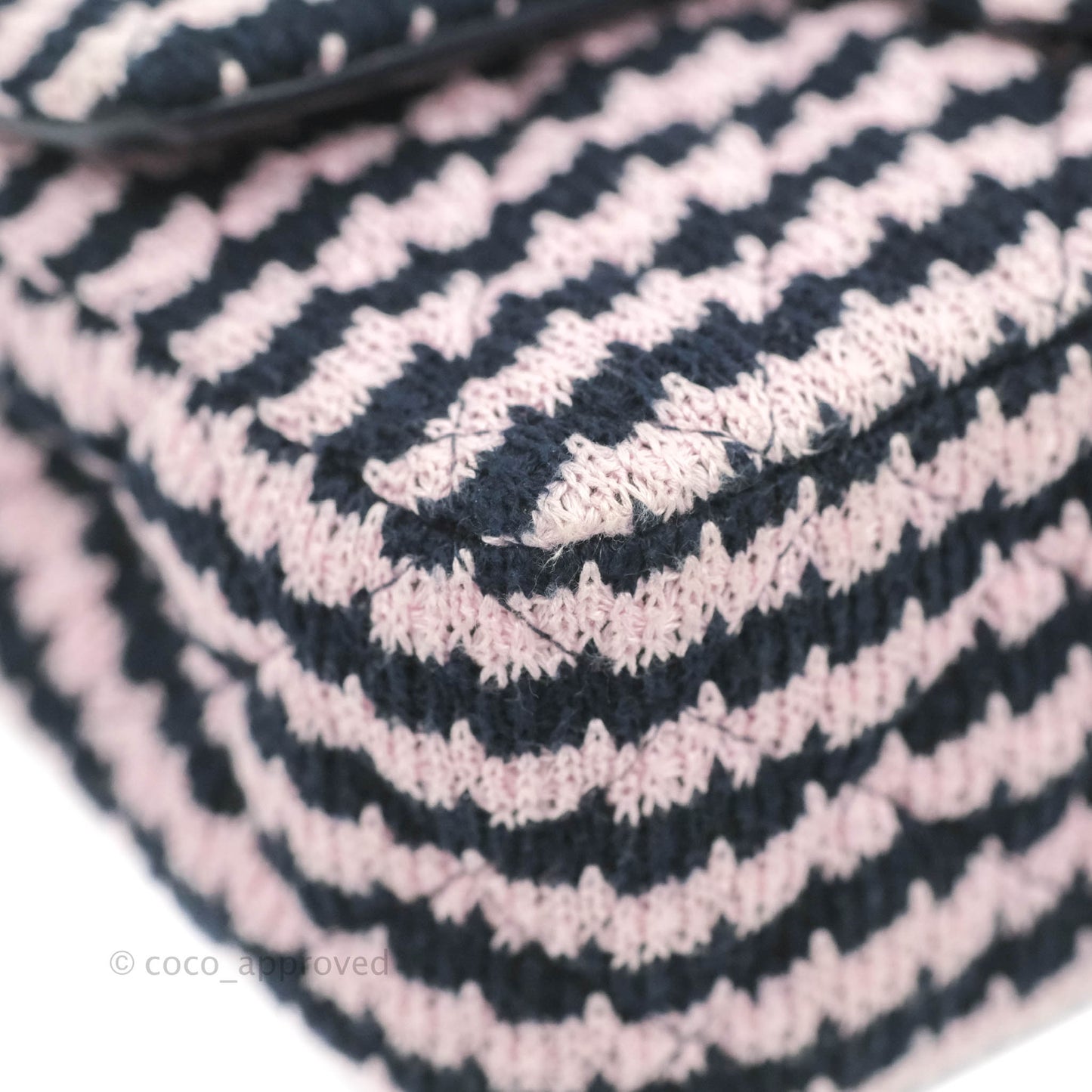Chanel Mini Rectangular Flap Bag Navy Pink Striped Tweed Silver Hardware