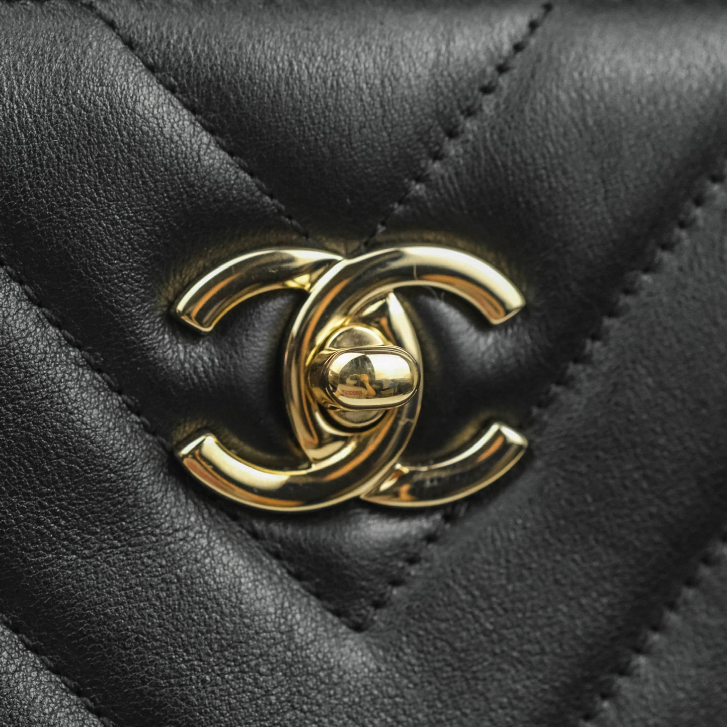 Chanel Small Chevron Tote Bag Black Calfskin Gold Hardware