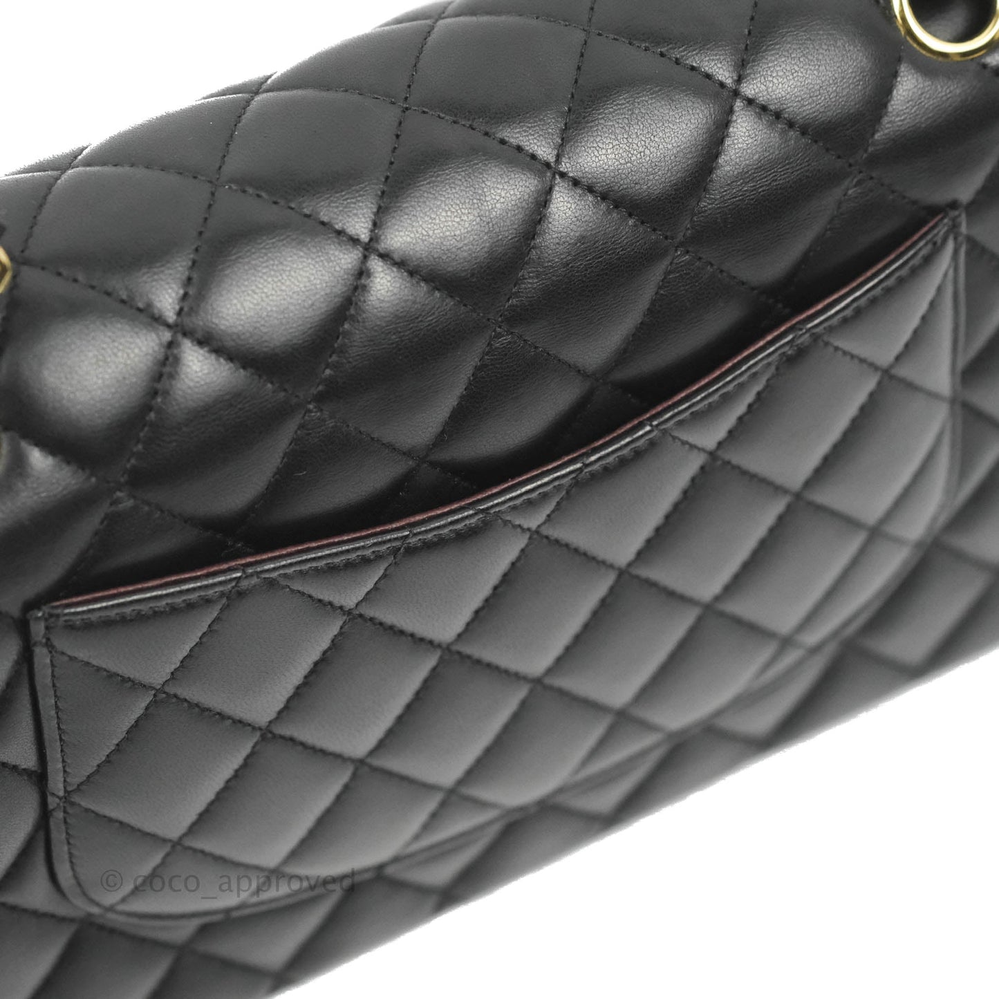Chanel Classic M/L Medium Flap Quilted Black Lambskin Gold Hardware