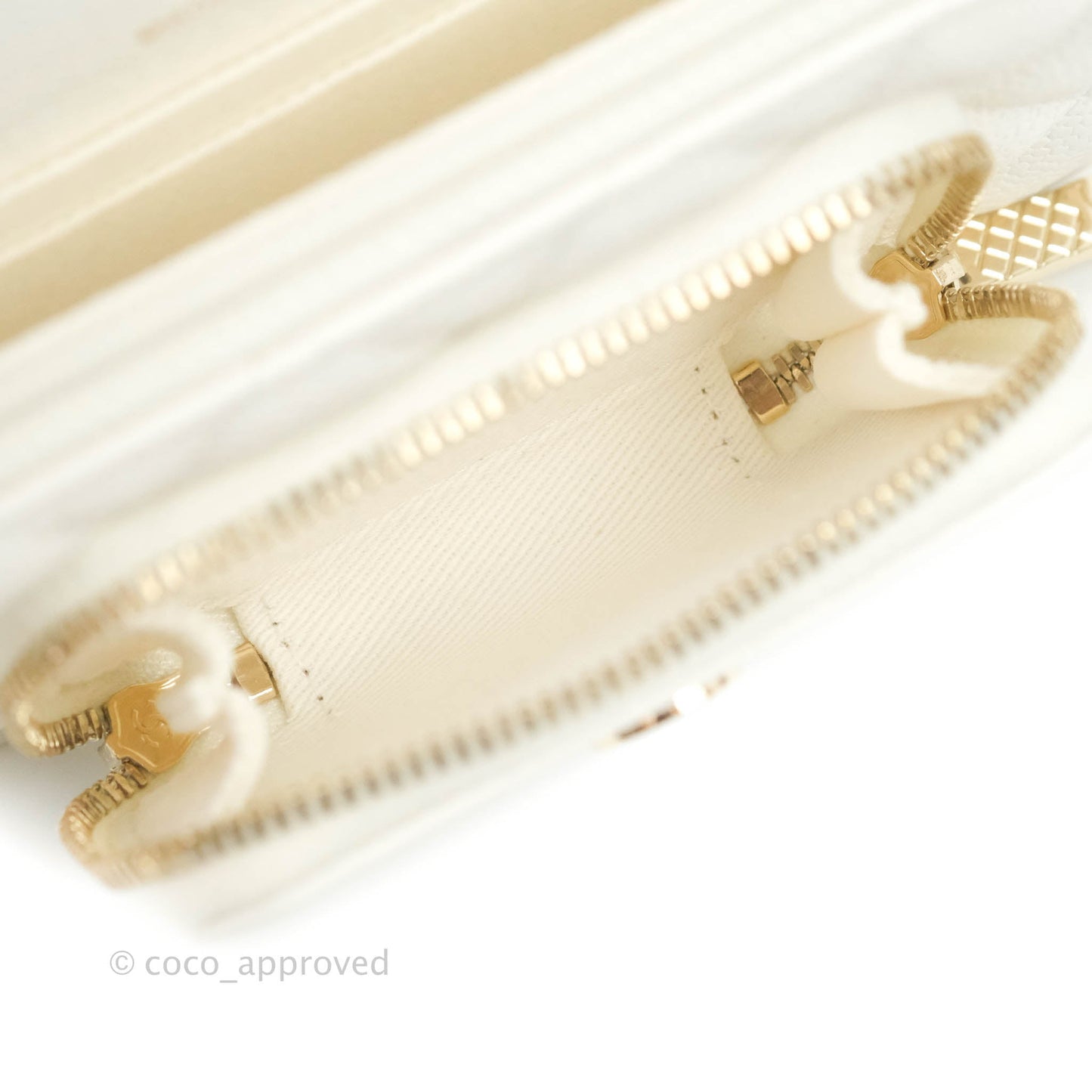 Chanel Business Affinity Clutch With Chain White Caviar Gold Hardware