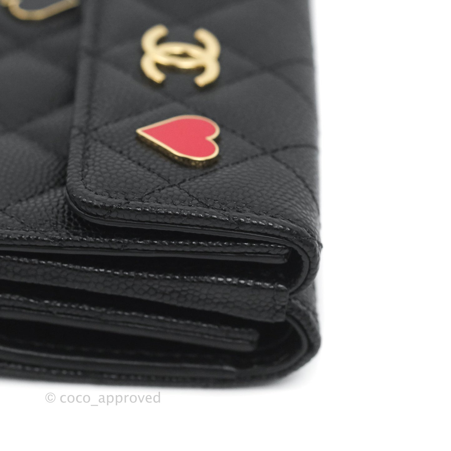 Chanel Small Flap Trifold Wallet Black Caviar Gold Hardware 23C