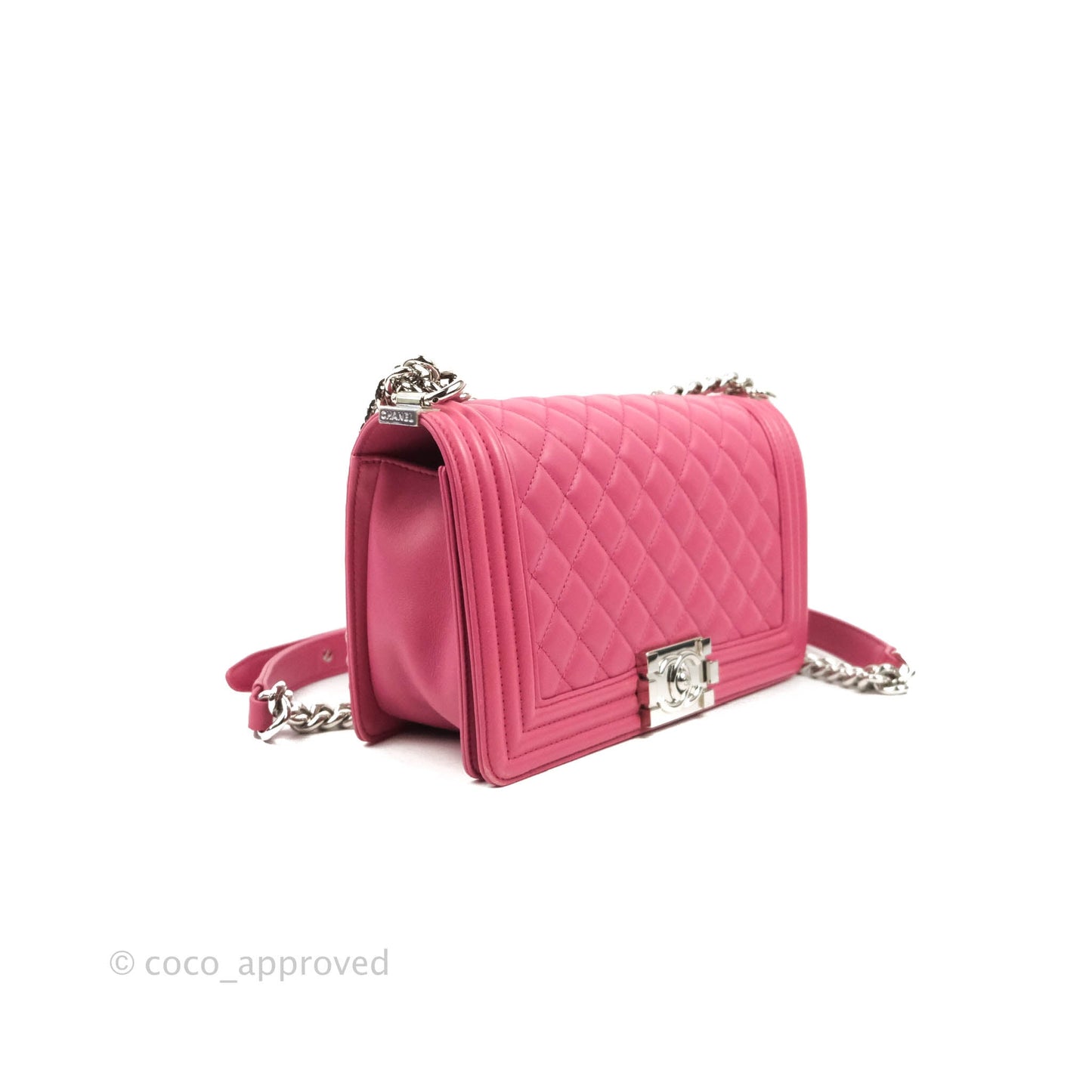 Chanel Quilted Medium Boy Dark Pink Calfskin Silver Hardware