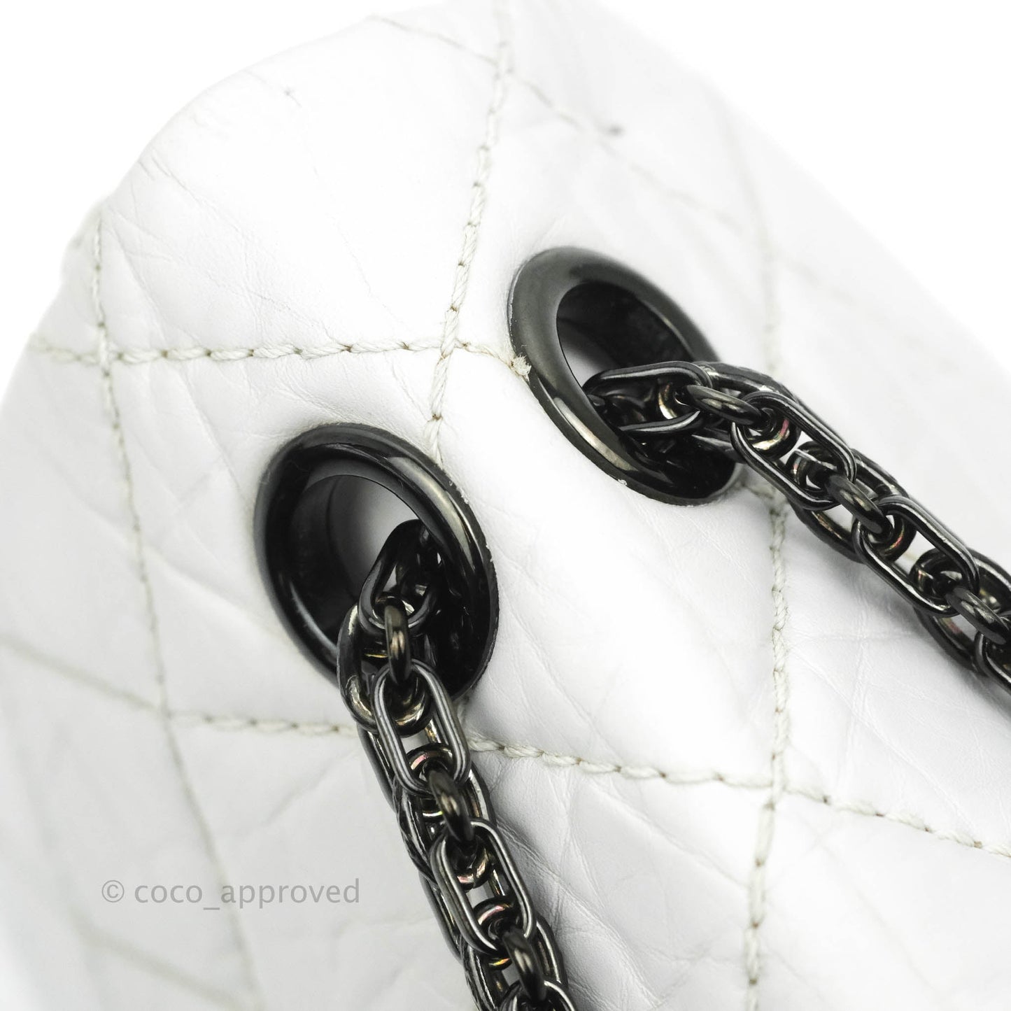 Chanel Quilted Reissue 226 Flap White Aged Calfskin Gun Metal Hardware