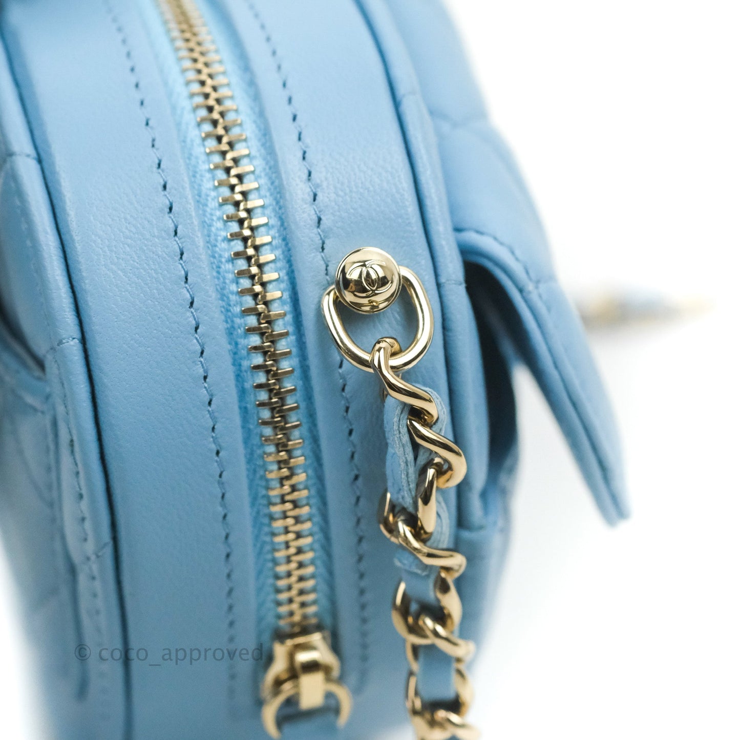 Chanel Small Heart Bag Blue Lambskin Gold Hardware 22S