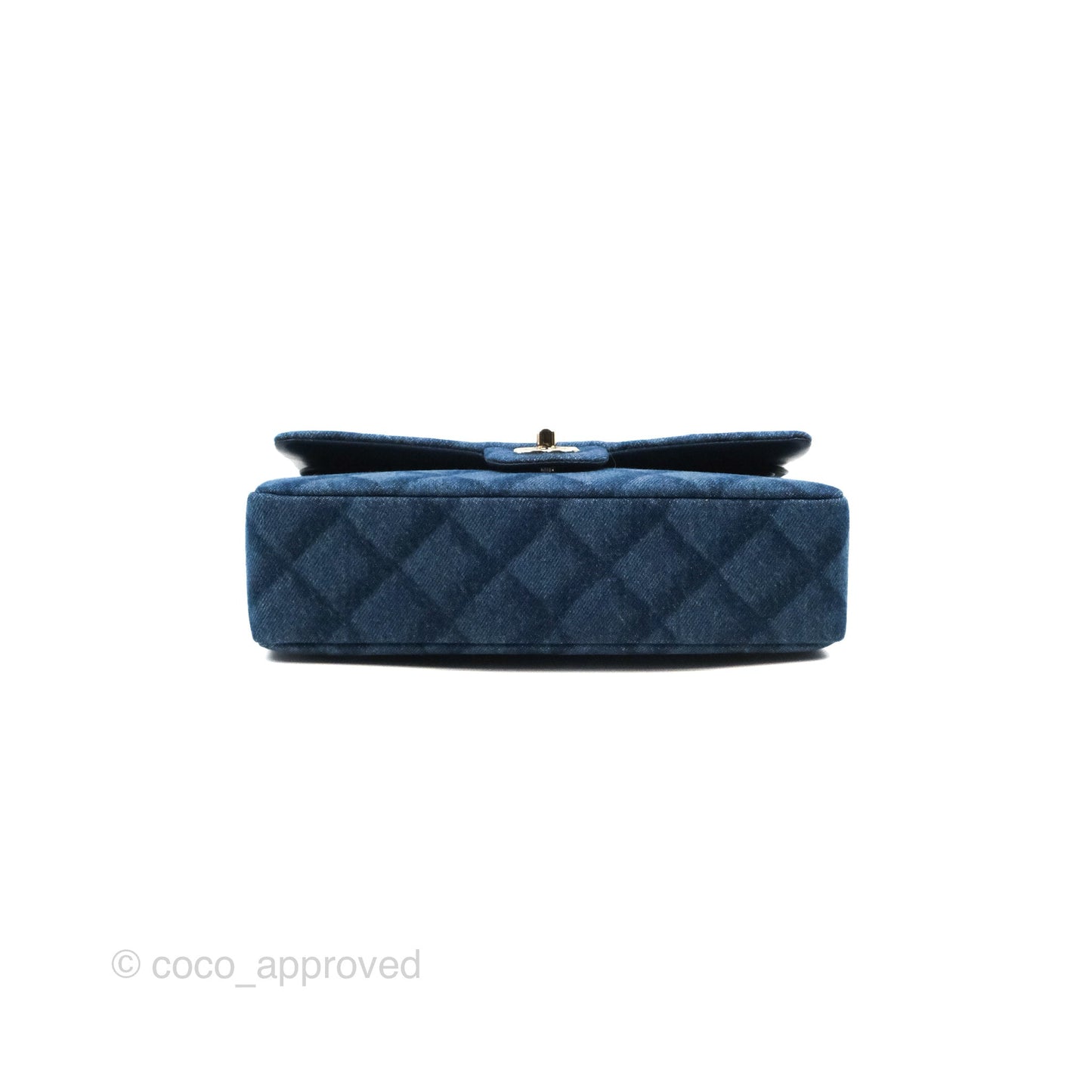 Chanel M/L Quilted Medium Double Flap Blue Printed Denim