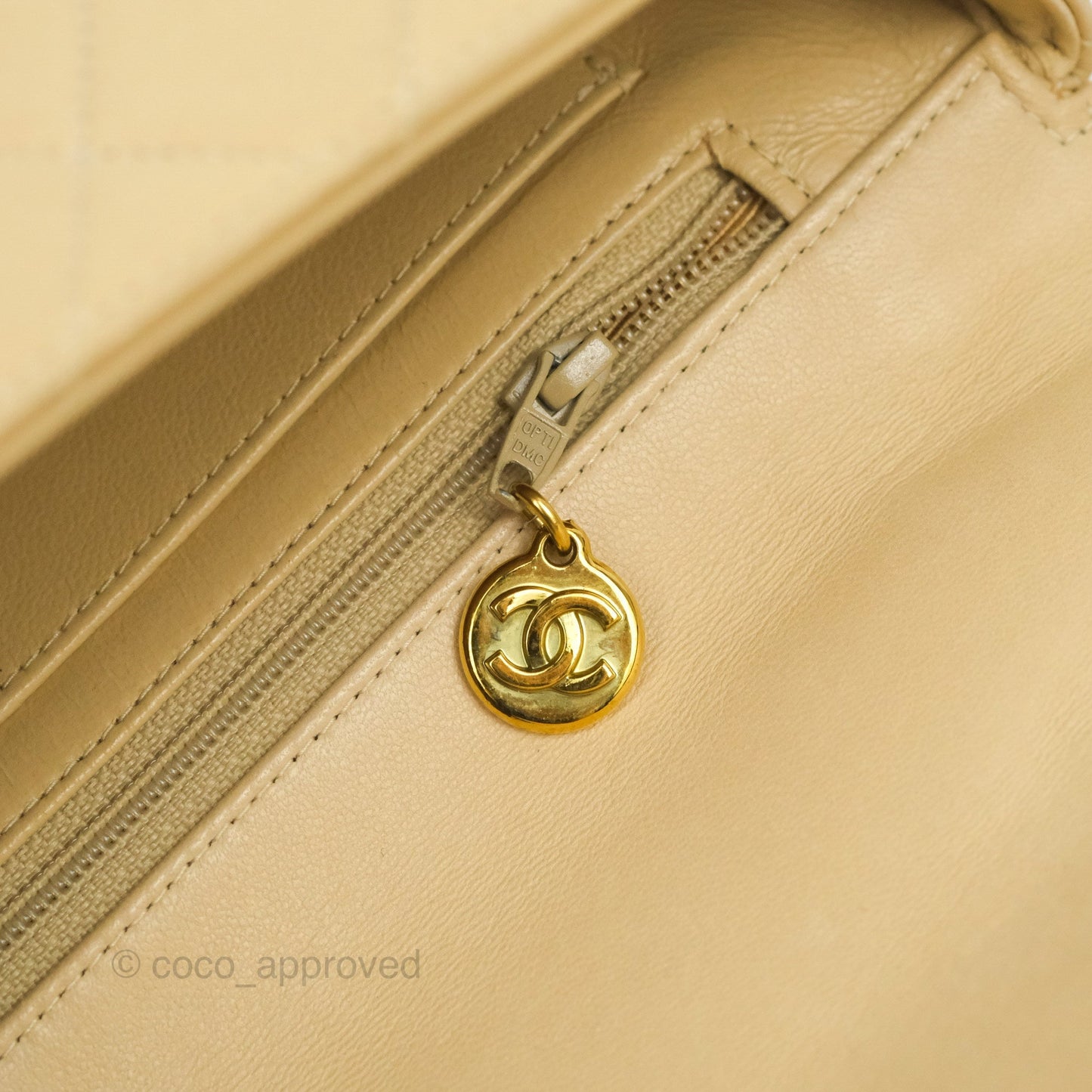 Chanel Vintage Top Handle Flap Bag Beige Lambskin 24K Gold Hardware