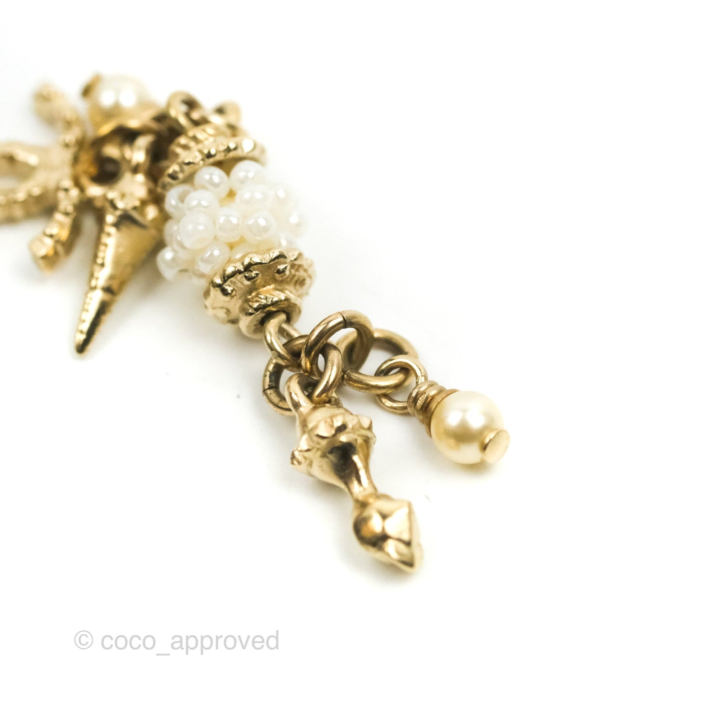 Chanel CC Drop Charm Necklace Gold Tone 12A