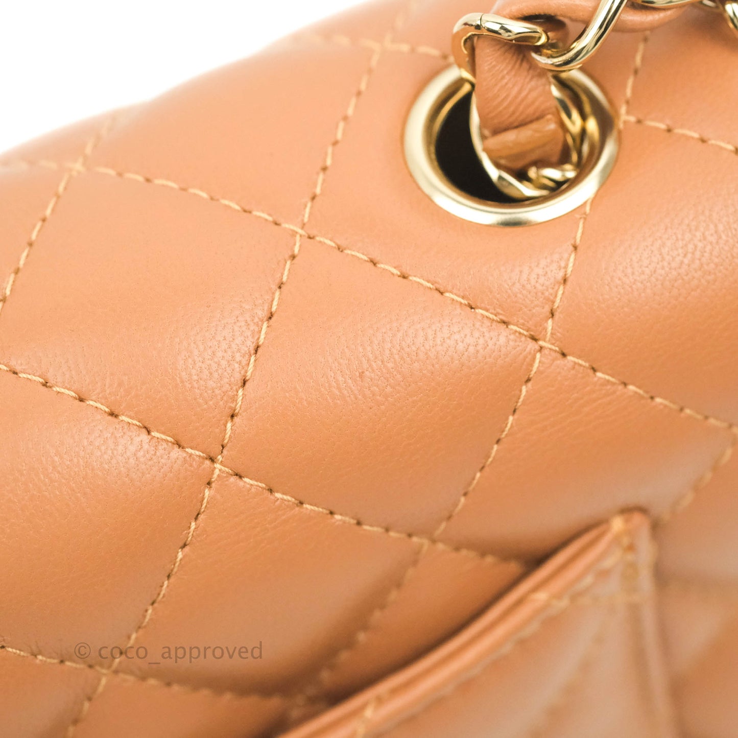 Chanel Quilted Mini Rectangular Flap Caramel Lambskin Gold Hardware 22S
