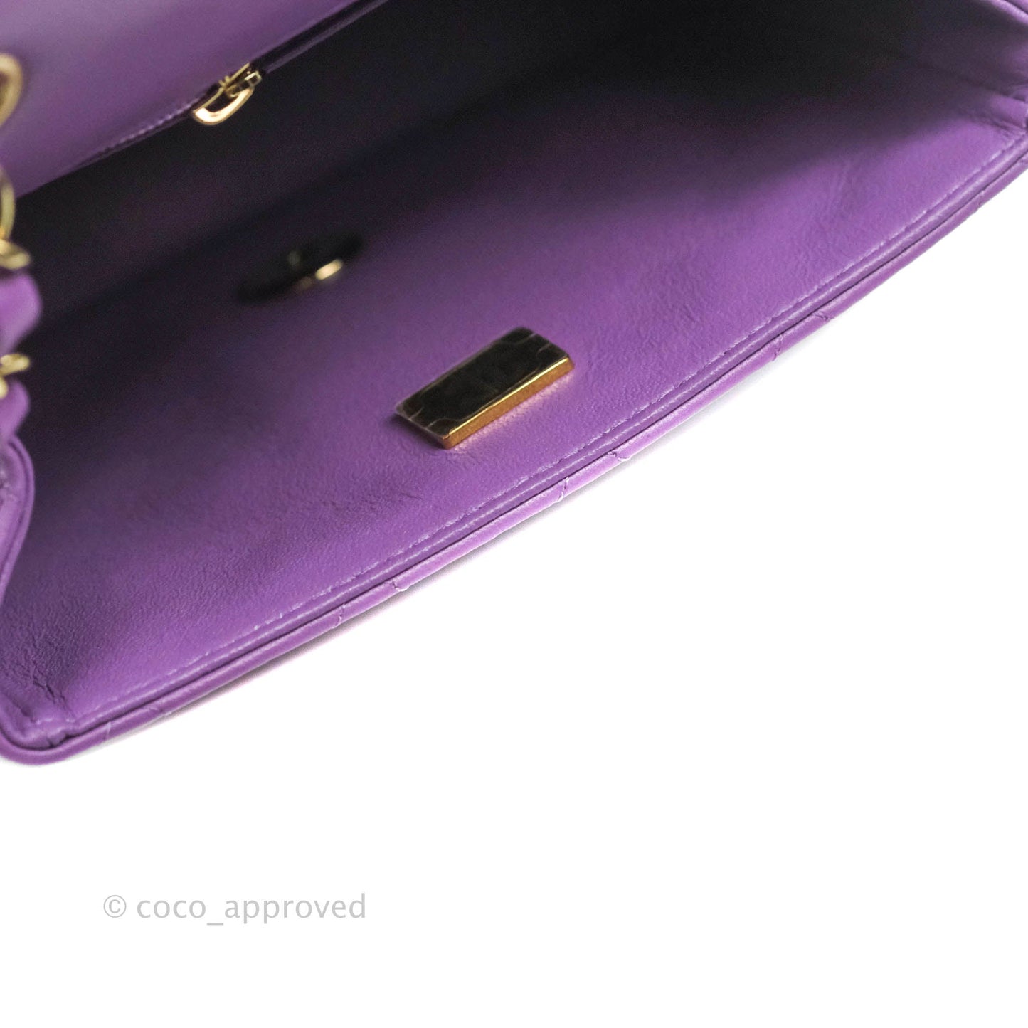 Chanel Mini Square Purple Lambskin Gold Hardware 22P