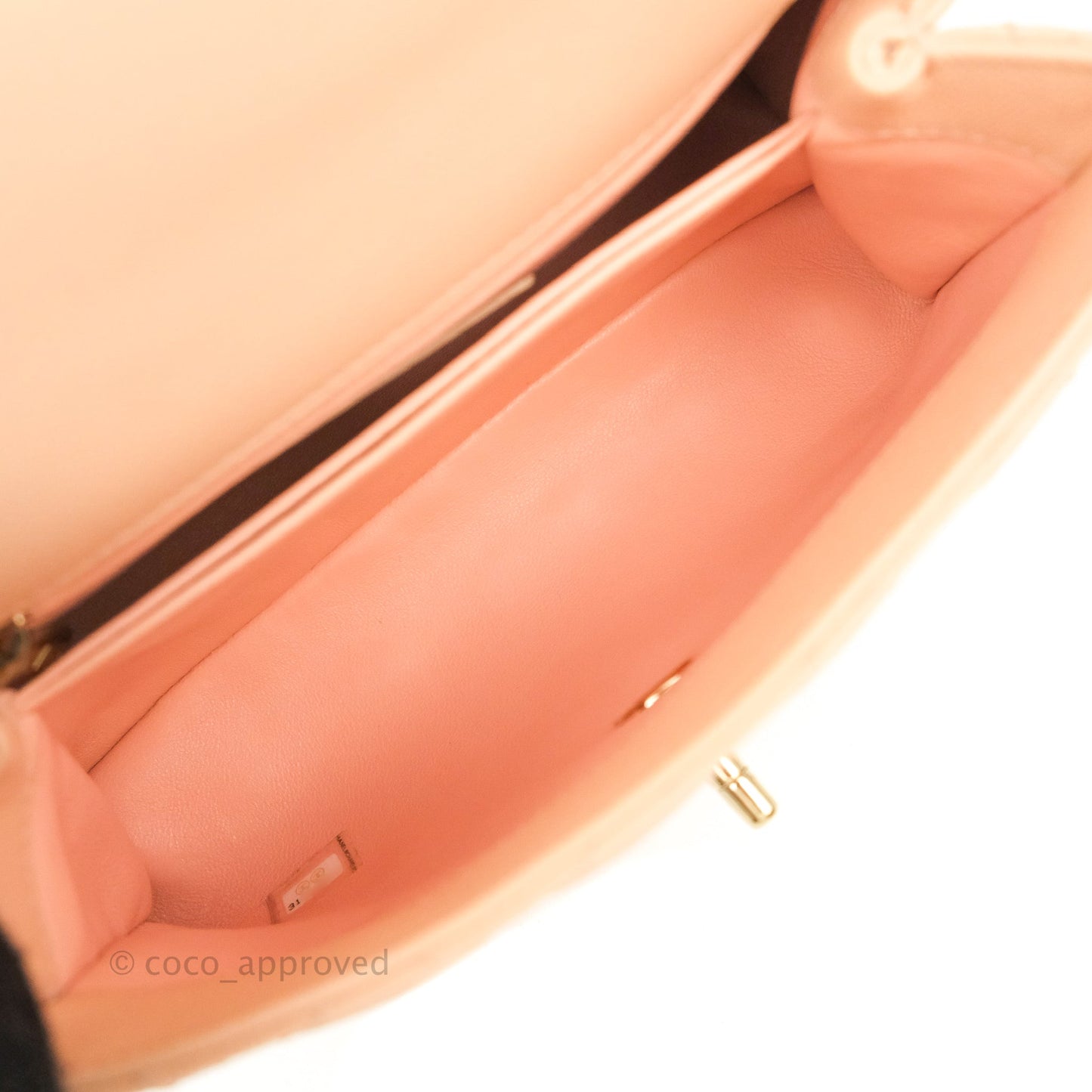 Chanel Small Coco Handle Quilted Peach Clair Caviar Gold Hardware