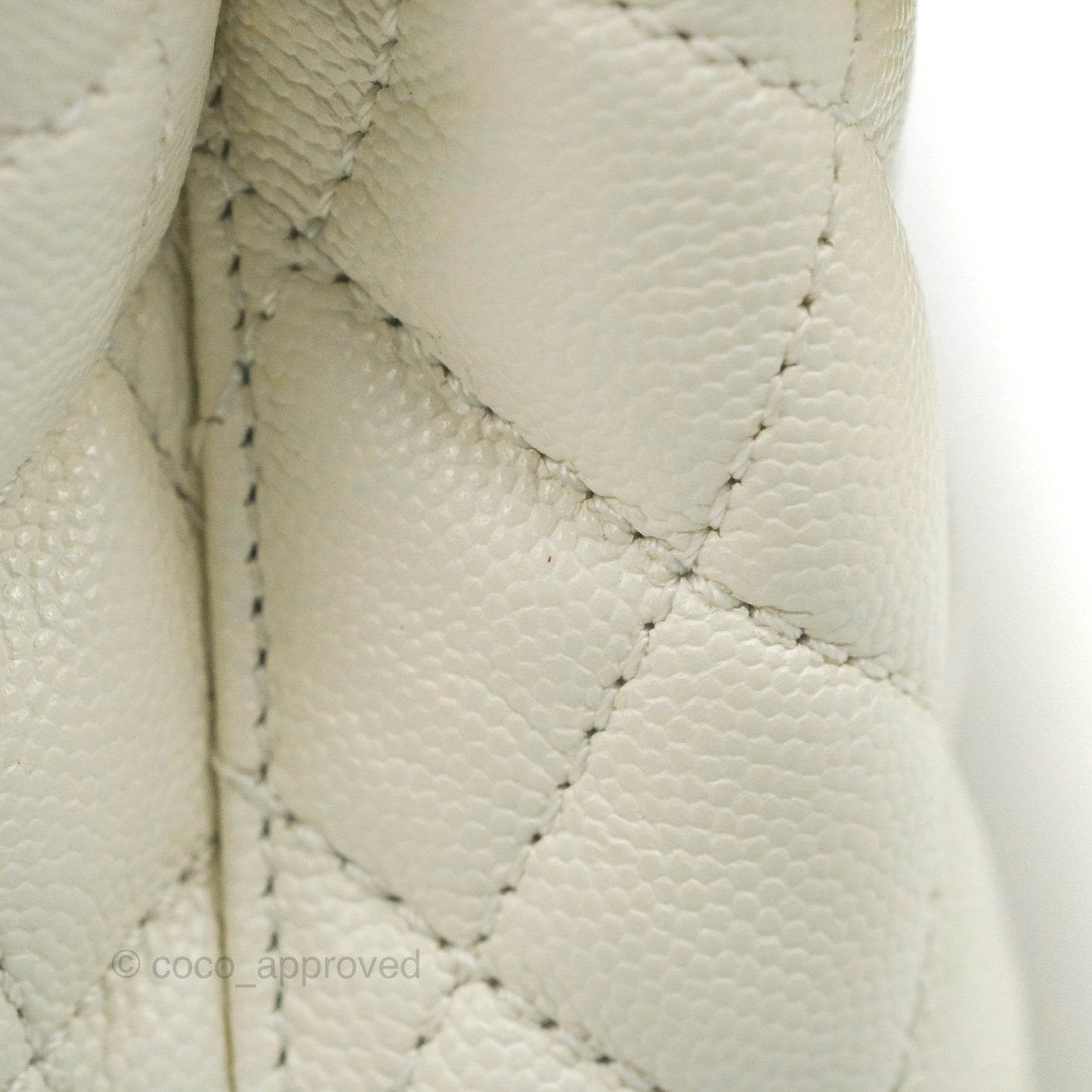 Chanel Mini Coco Handle Quilted Ivory Caviar Gold Hardware
