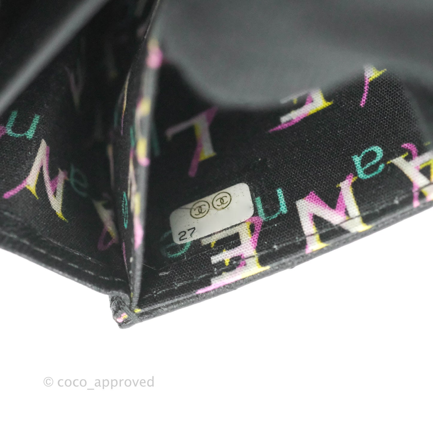 Chanel Quilted Small Flap Card Holder Black Lambskin Silver Hardware