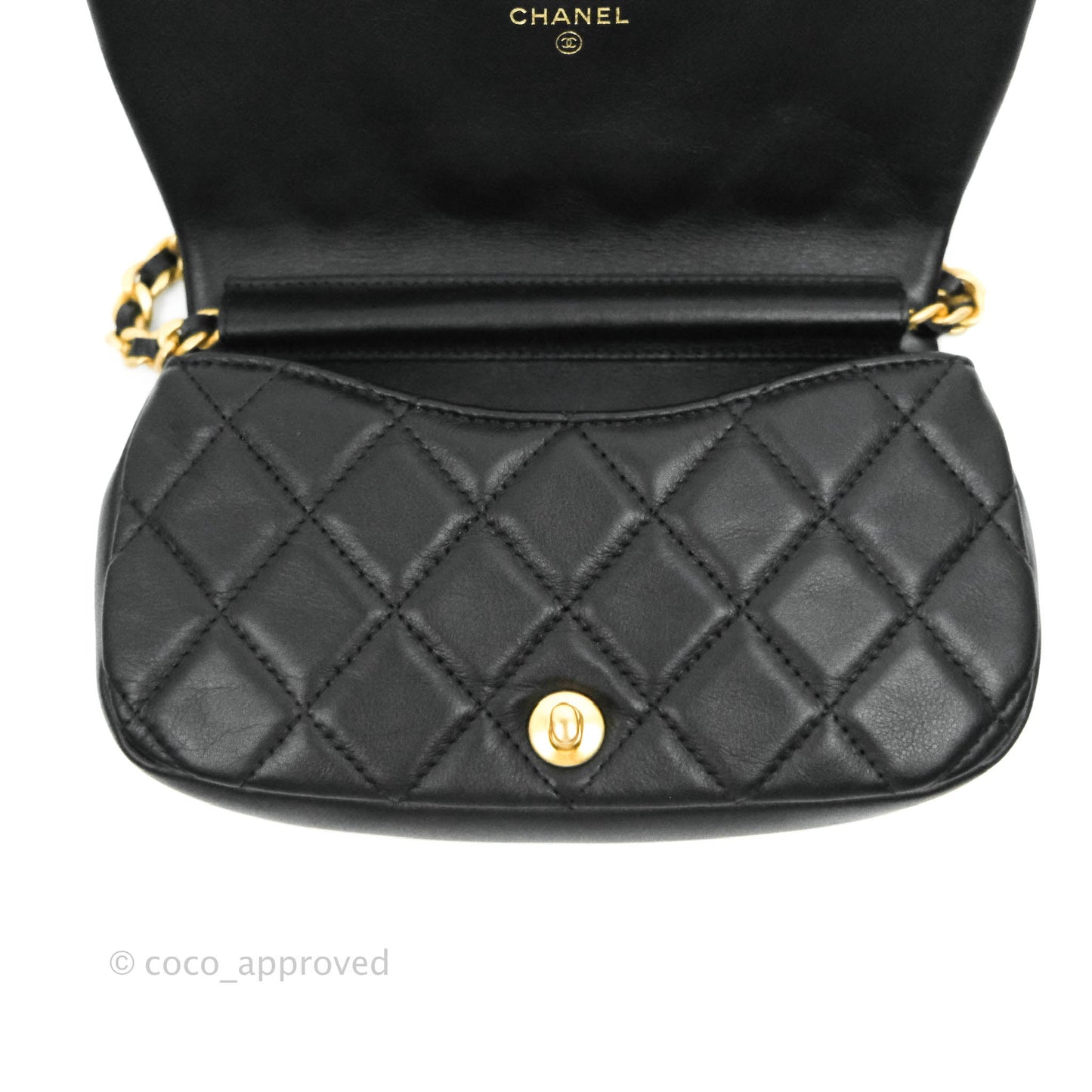 Chanel Clutch with Chain Black Calfskin Aged Gold Hardware