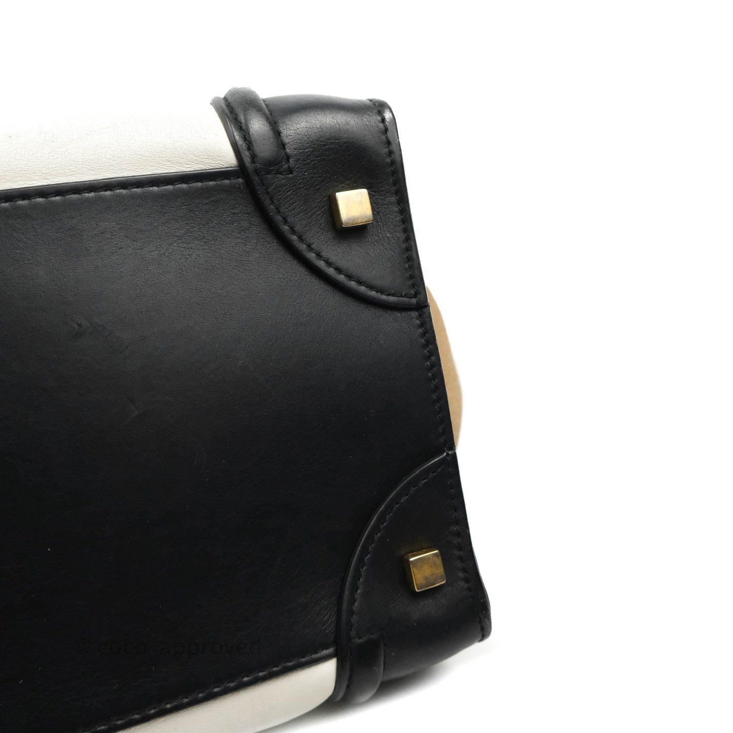Celine Mini Luggage Bag Black/White/Brown Calfskin