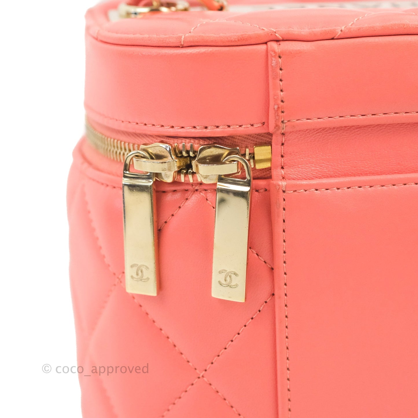Chanel Trendy CC Vanity Case Coral Pink Lambskin Gold Hardware