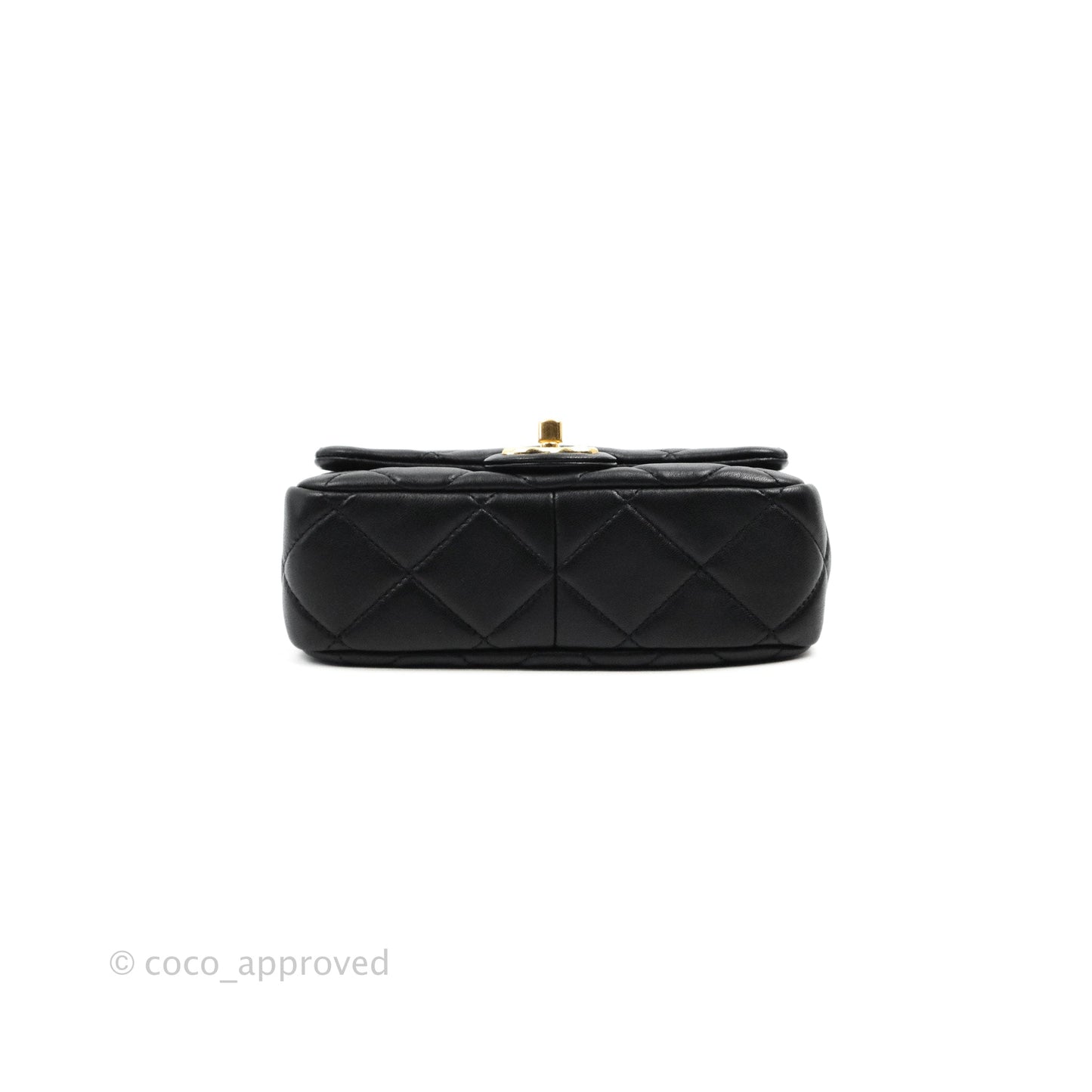 Chanel Quilted Mini Flap Bag With Chanel Logo Top Handle Lambskin Calfskin Mixed Fibers Gold Hardware