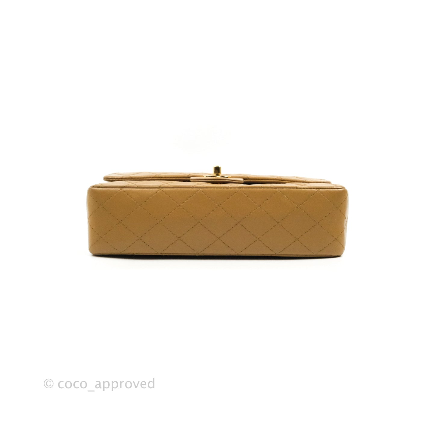 Chanel Vintage Classic M/L Medium Double Flap Bag Dark Beige Lambskin 24K Gold Hardware
