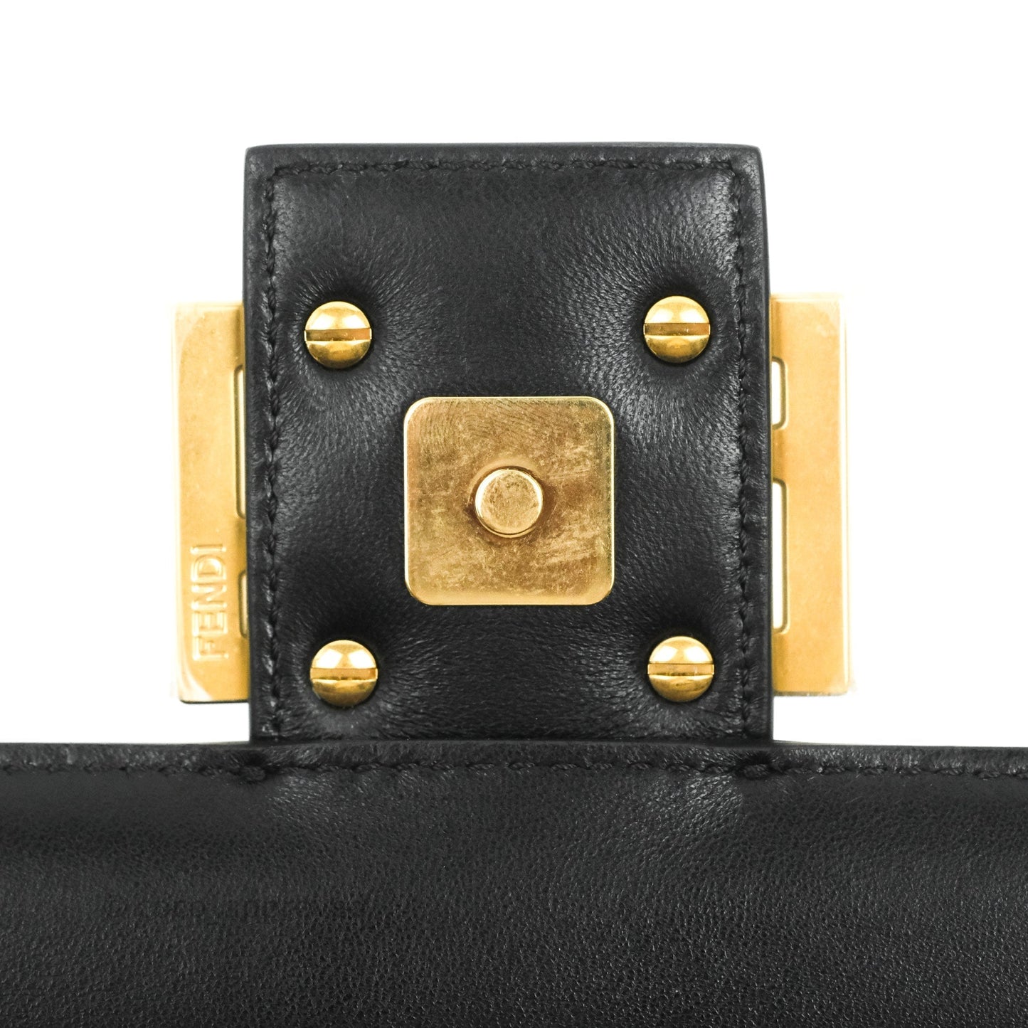 Fendi Baguette Chain Shoulder Bag in Black Nappa Leather