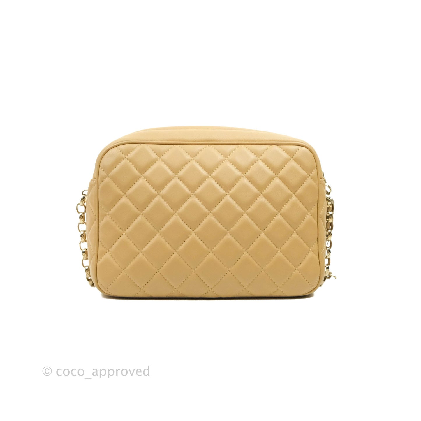 Chanel Calfskin Coco Vintage Camera Case Beige Gold Hardware