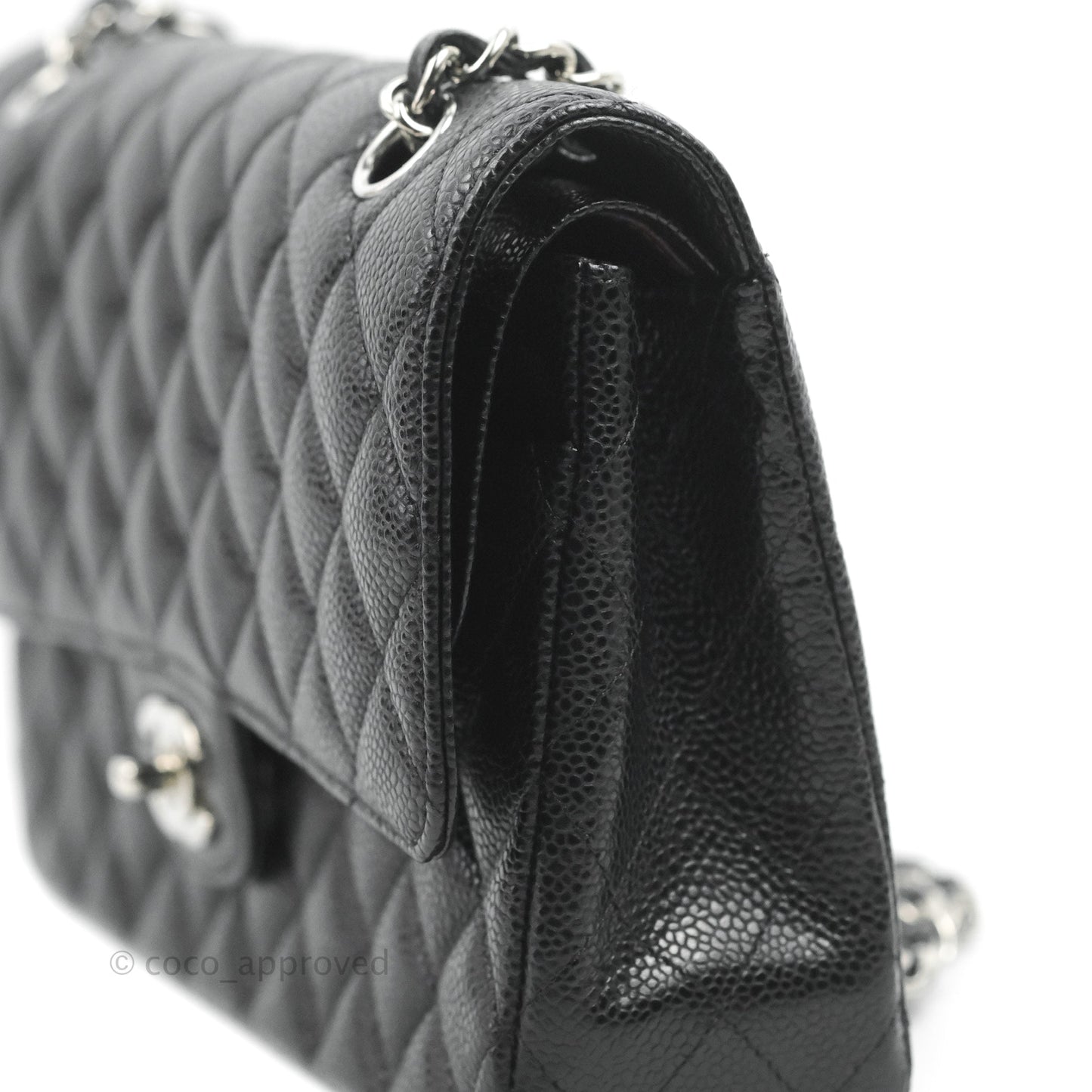 Chanel Classic M/L Medium Flap Quilted Black Caviar Silver Hardware