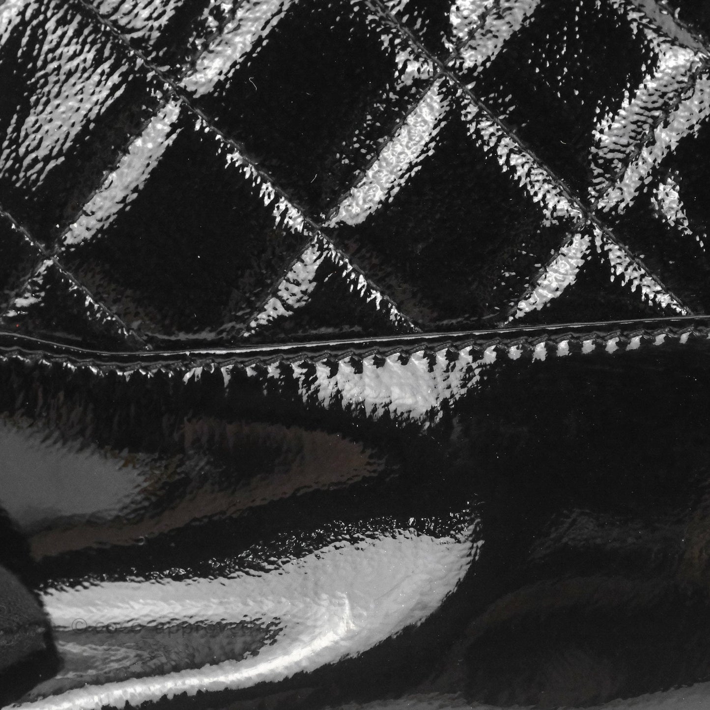 Chanel Gabrielle O Case Quilted Black Patent Goatskin