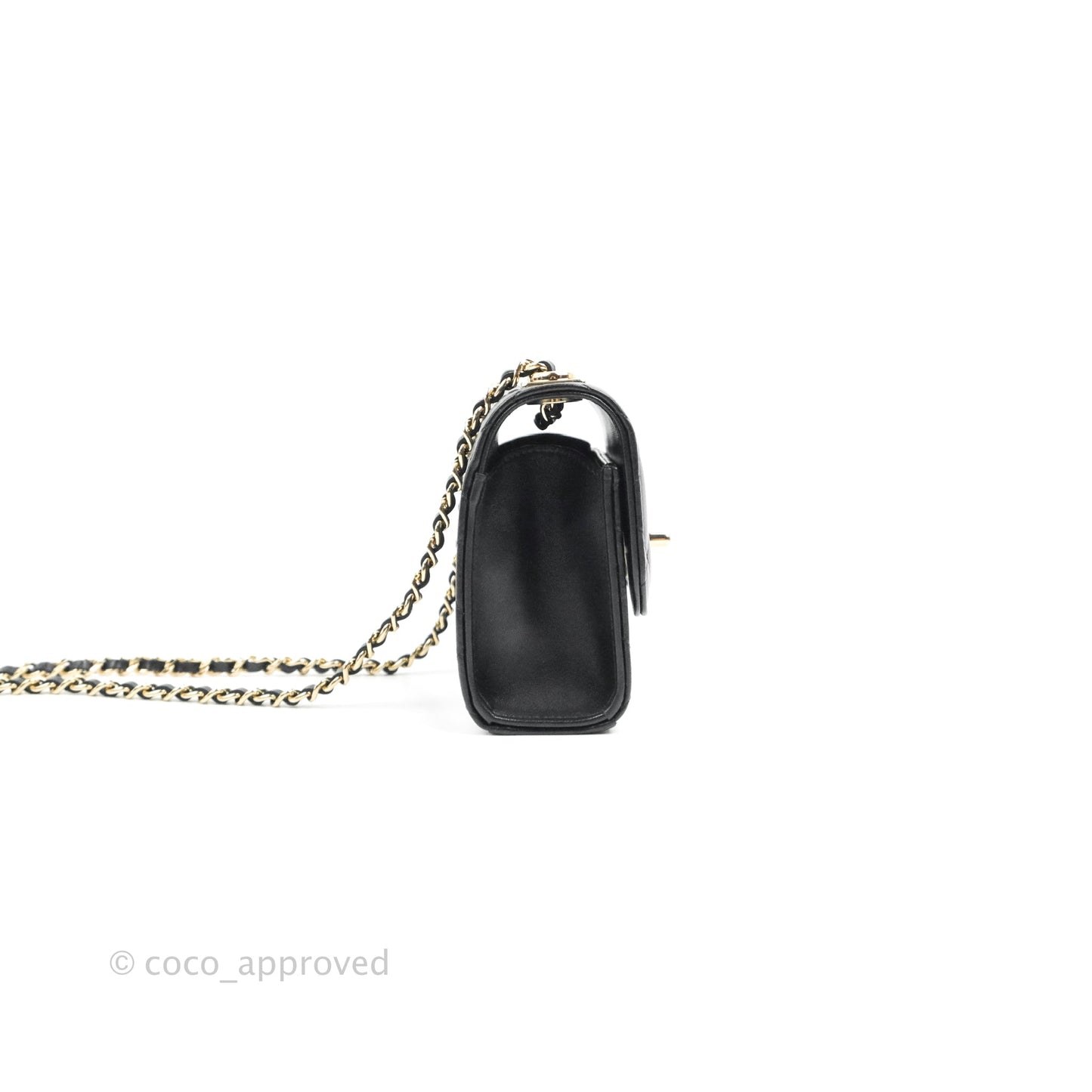 Chanel Mini Quilted Trendy CC Clutch With Chain Black Lambskin Gold Hardware