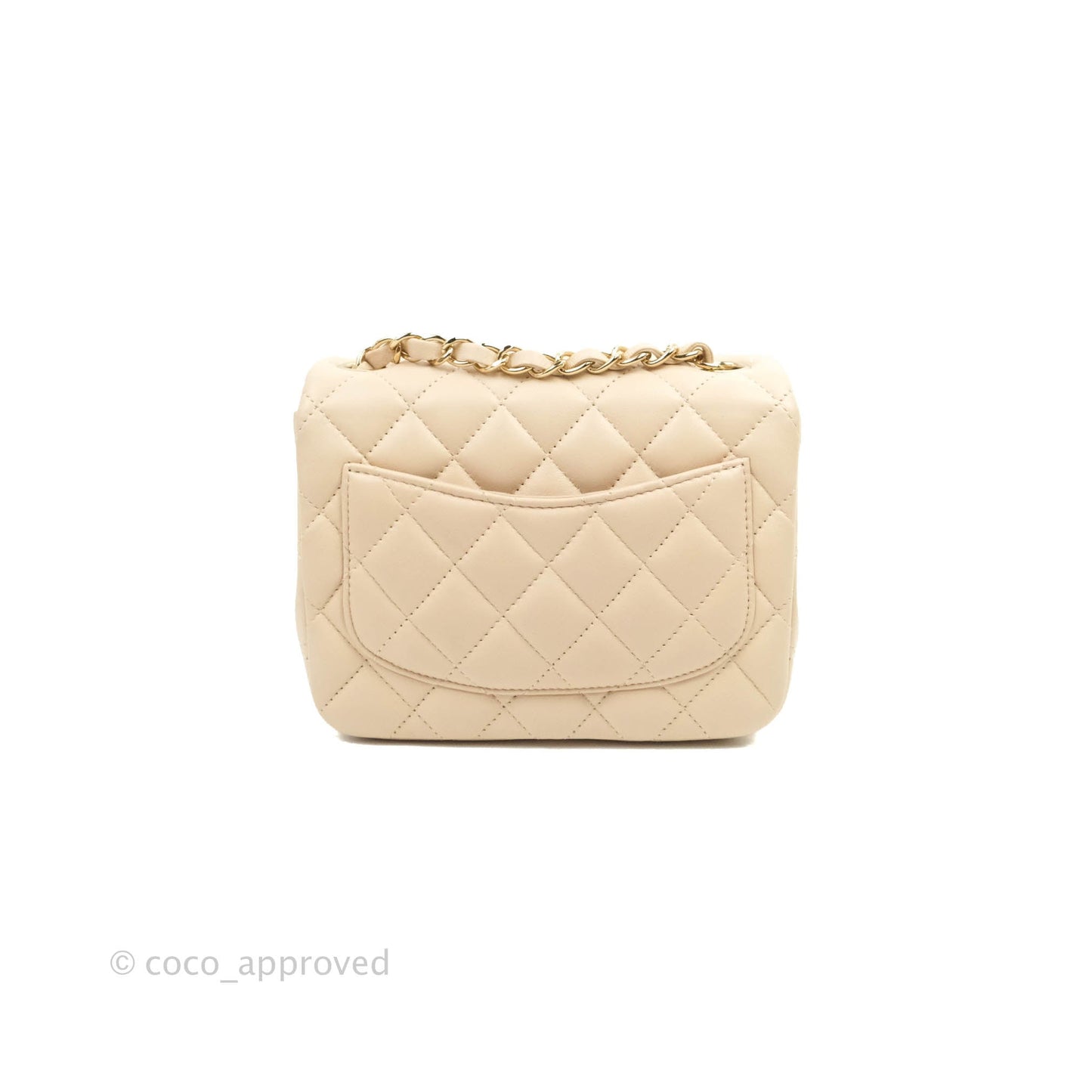 Chanel Quilted Mini Square Light Beige Lambskin Gold Hardware