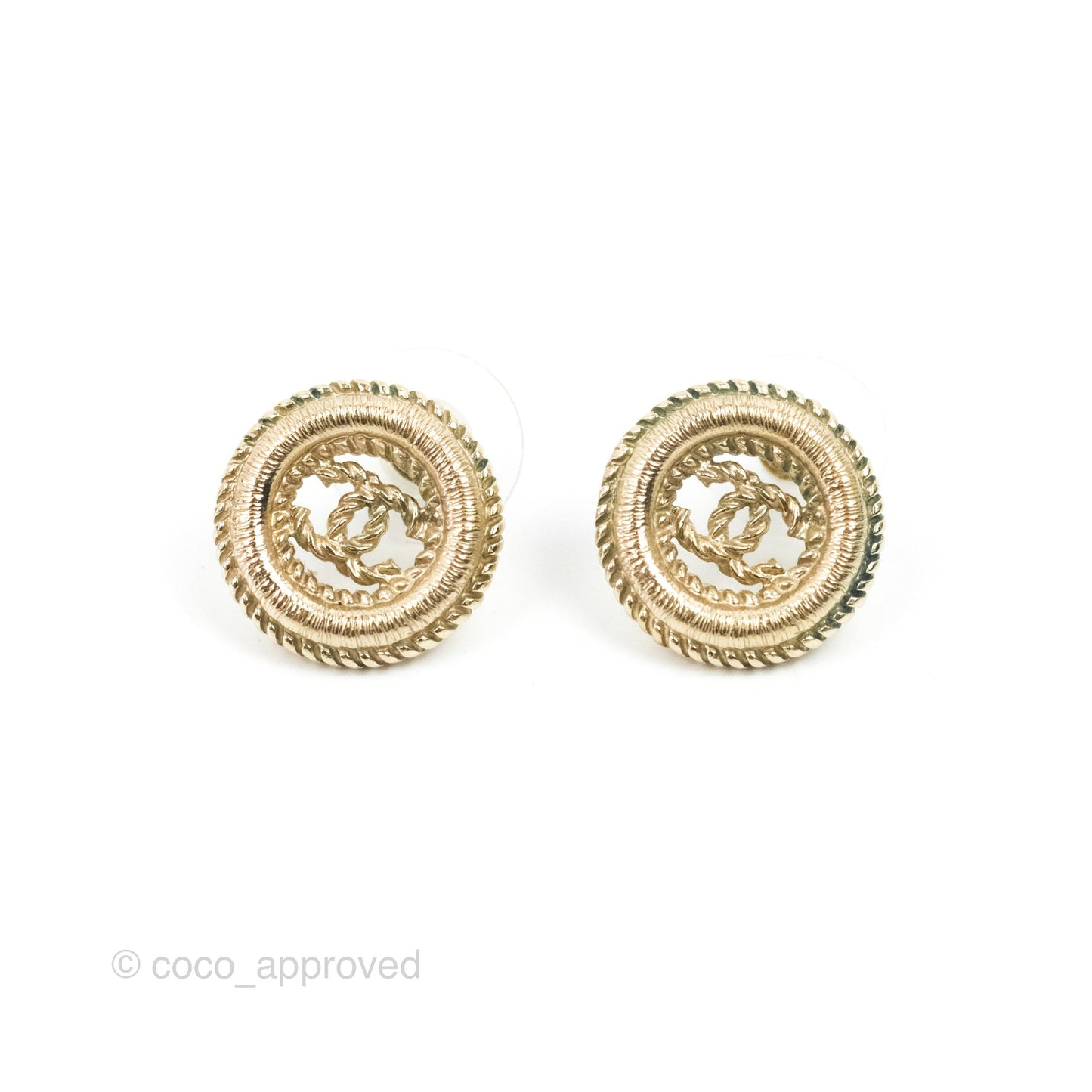Chanel CC Twisted Round Earrings Gold Tone 17V