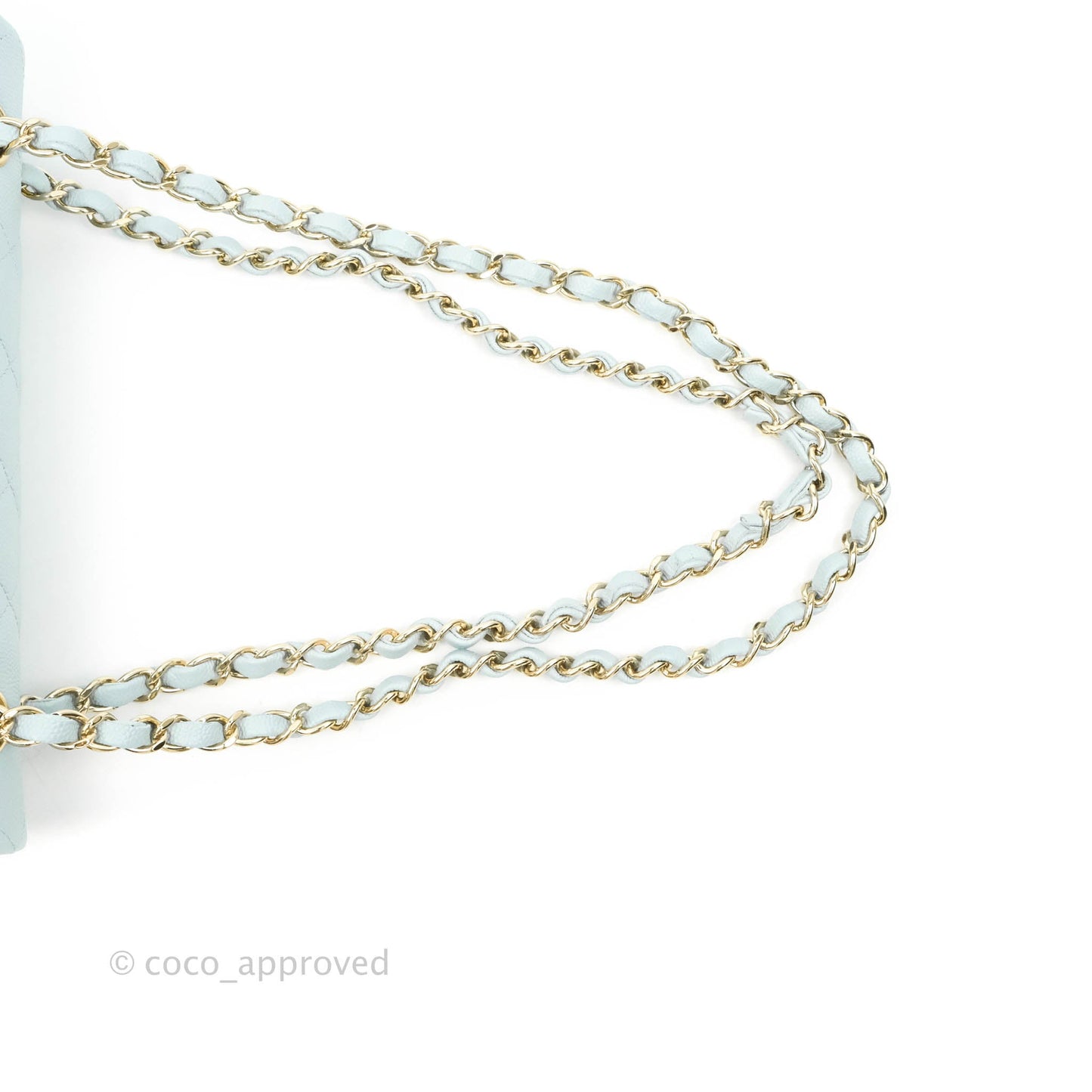 Chanel Small Classic Quilted Flap Light Blue Caviar Gold Hardware