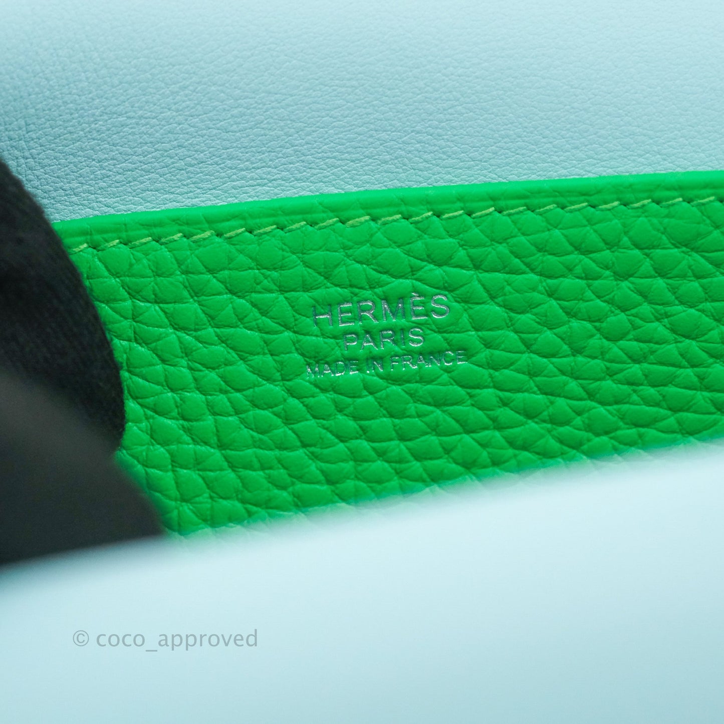 Hermès Halzan 25 Vert Comics/ Bleu Zephyr Clemence Palladium Hardware