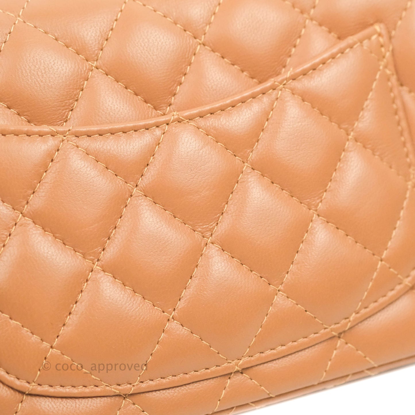 Chanel Quilted Mini Rectangular Flap Caramel Lambskin Gold Hardware 22S