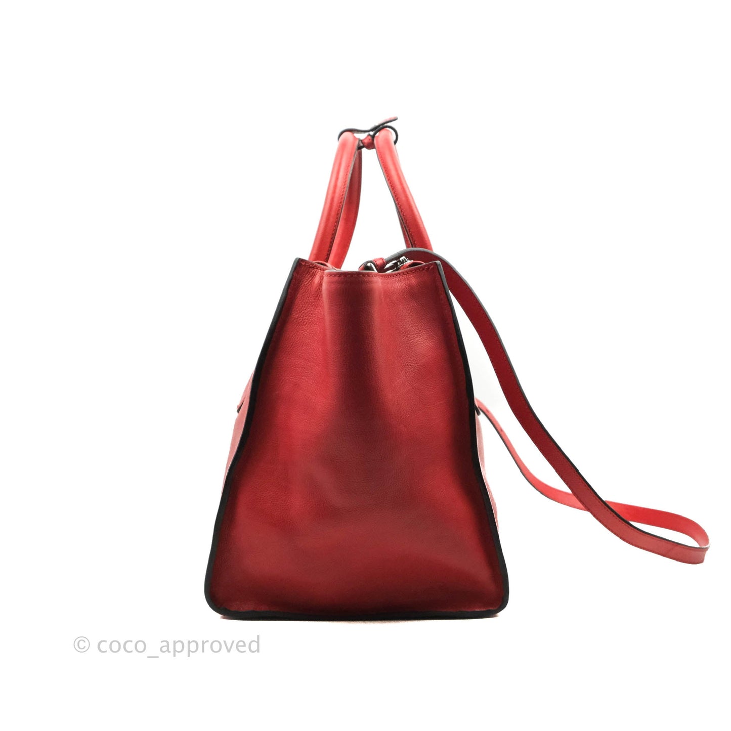 Prada Glace Calf Twin Pocket Tote Red