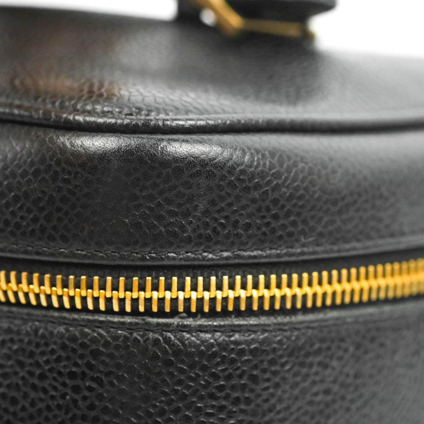 Chanel Vintage Vanity Case Black Caviar Gold Hardware