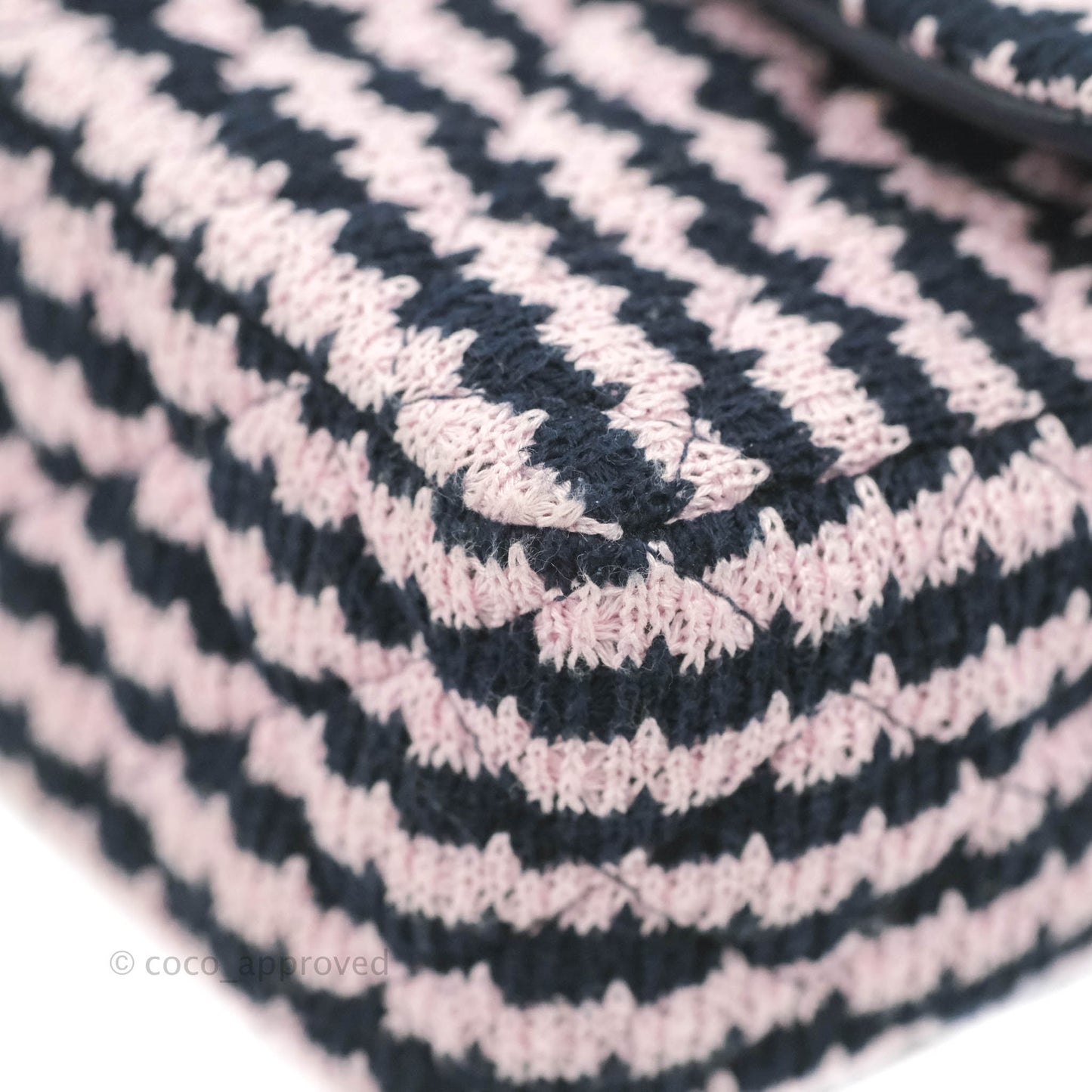 Chanel Mini Rectangular Flap Bag Navy Pink Striped Tweed Silver Hardware