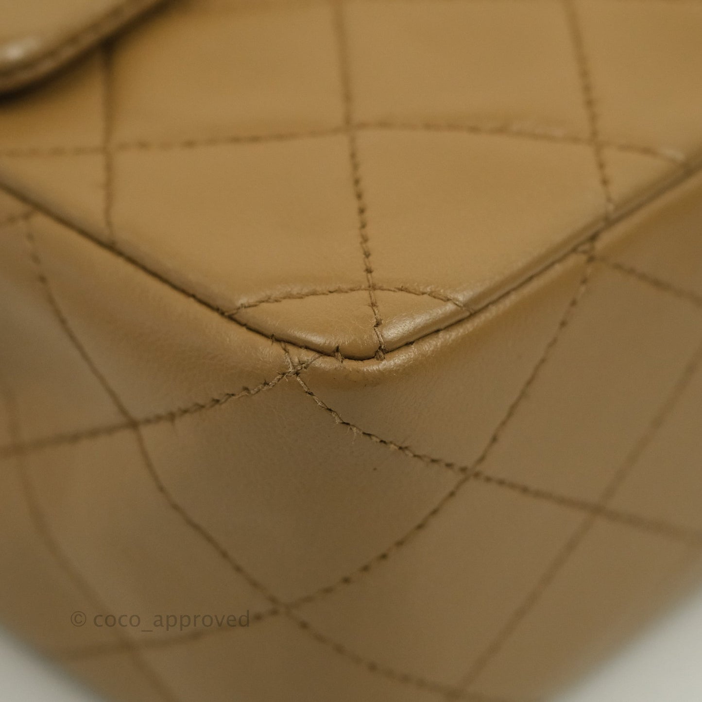 Chanel Vintage Classic M/L Medium Double Flap Bag Dark Beige Lambskin 24K Gold Hardware