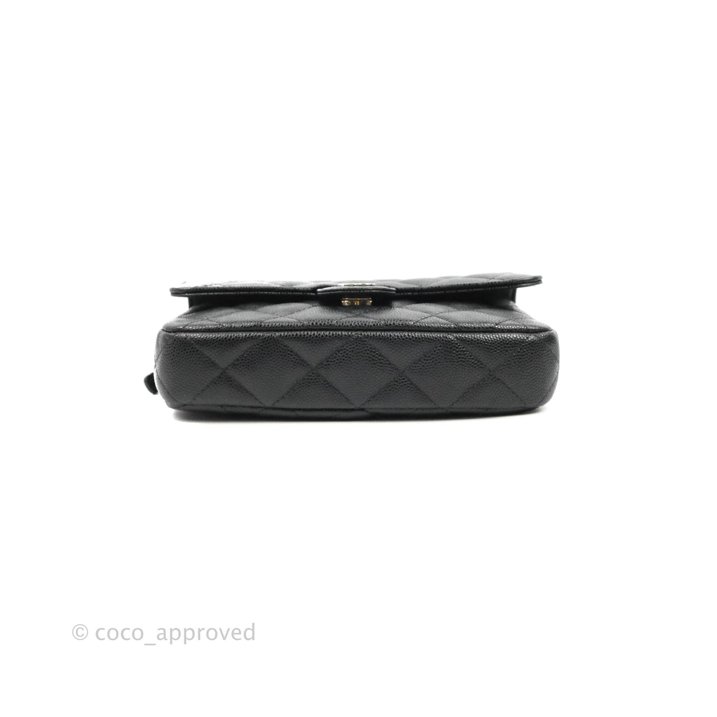 Chanel Classic Flap Phone Holder With Chain Black Caviar Gold Hardware 22A