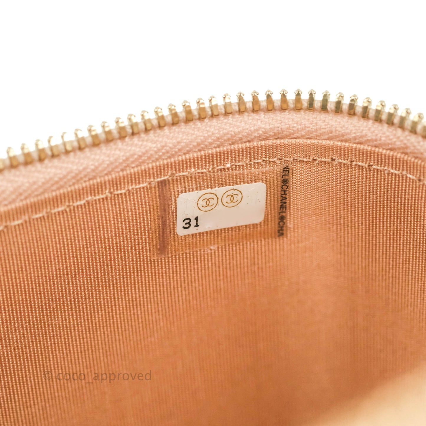 Chanel Vanity Rectangular Top Handle Beige Lambskin Gold Hardware