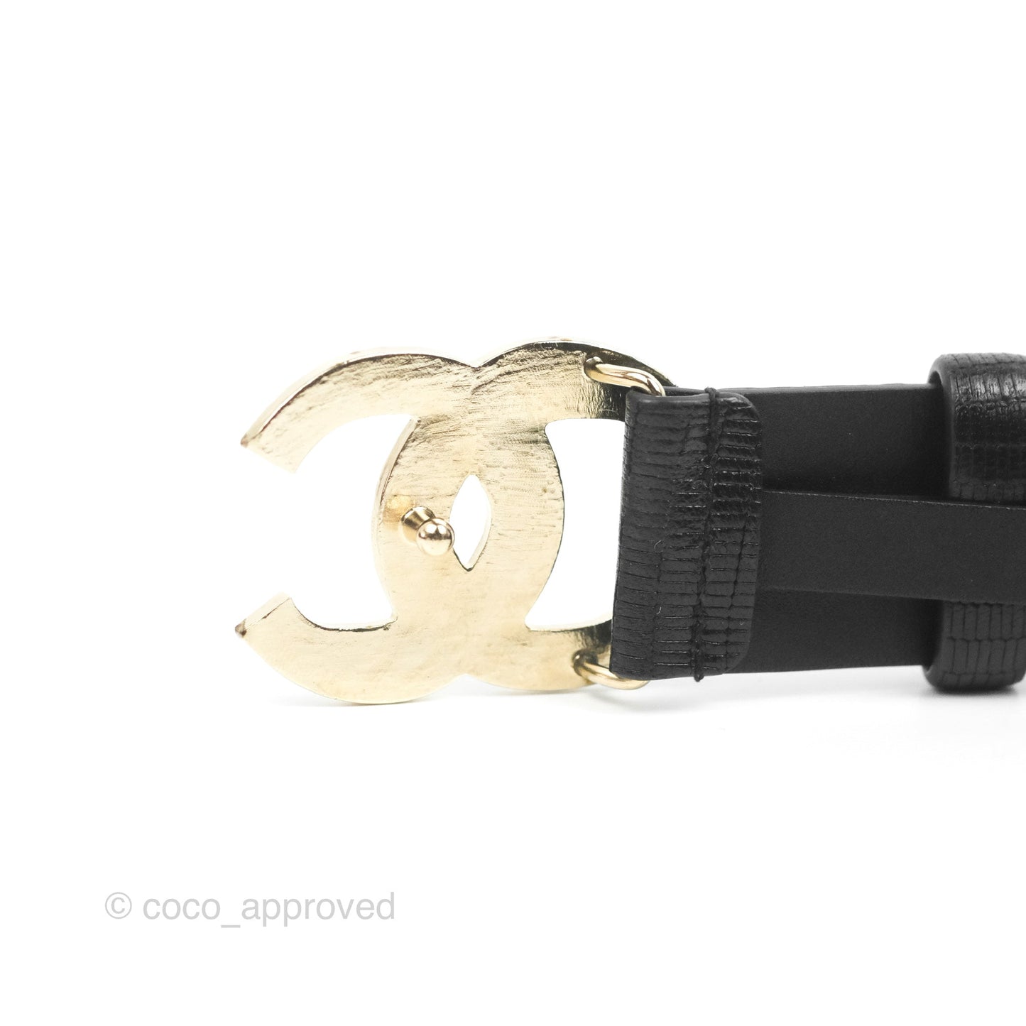 Chanel CC Leather Belt Black Crystal Size 75 19A