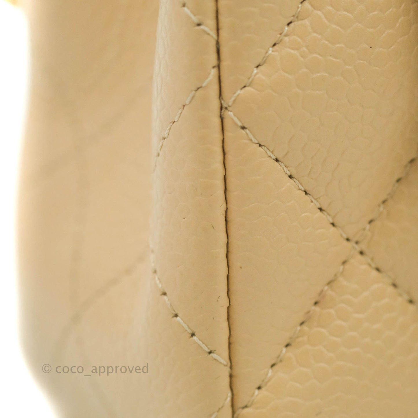 Chanel Classic M/L Medium Flap Quilted Beige Caviar Gold Hardware