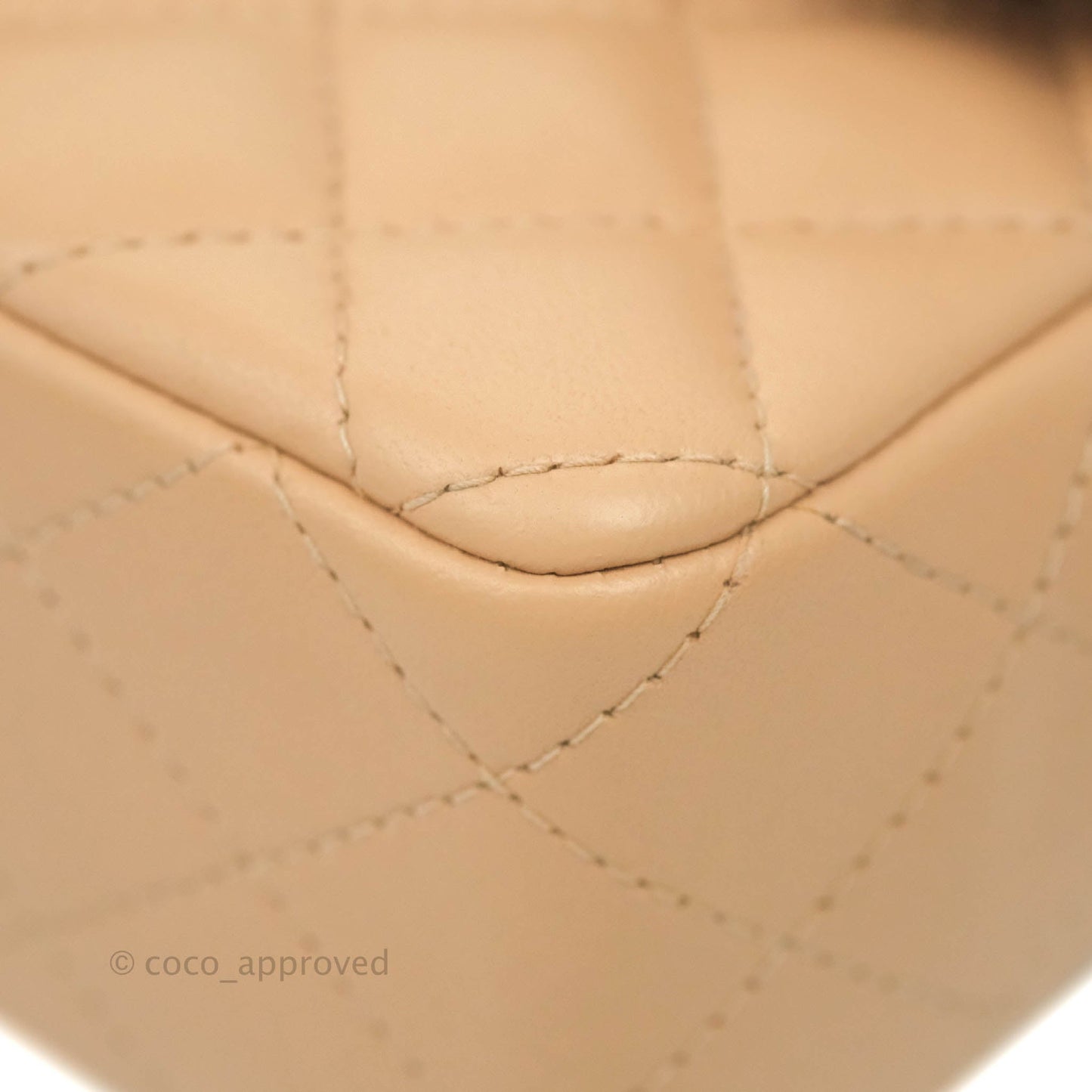 Chanel Quilted Mini Rectangular Flap Beige Lambskin Gold Hardware