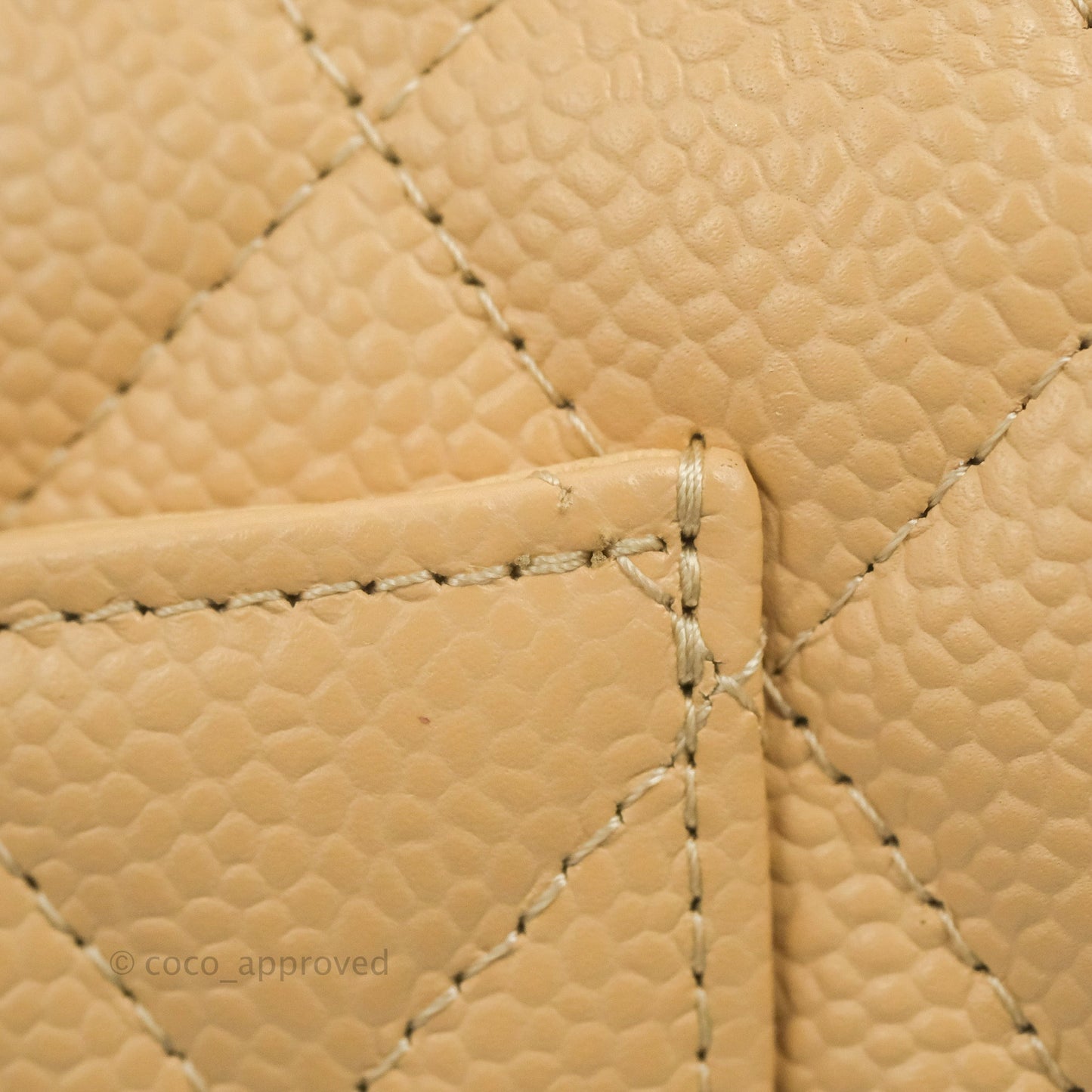 Chanel Classic M/L Medium Flap Quilted Beige Caviar Gold Hardware