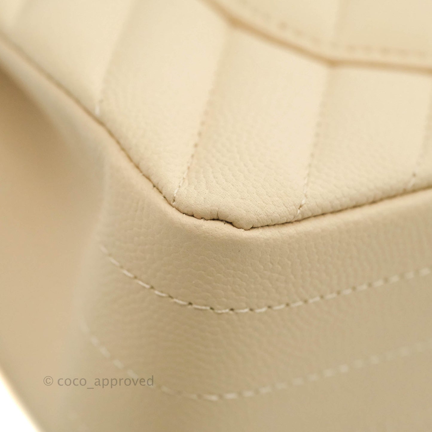 Chanel S/M Small Chevron Classic Flap Beige Caviar Gold Hardware 21S