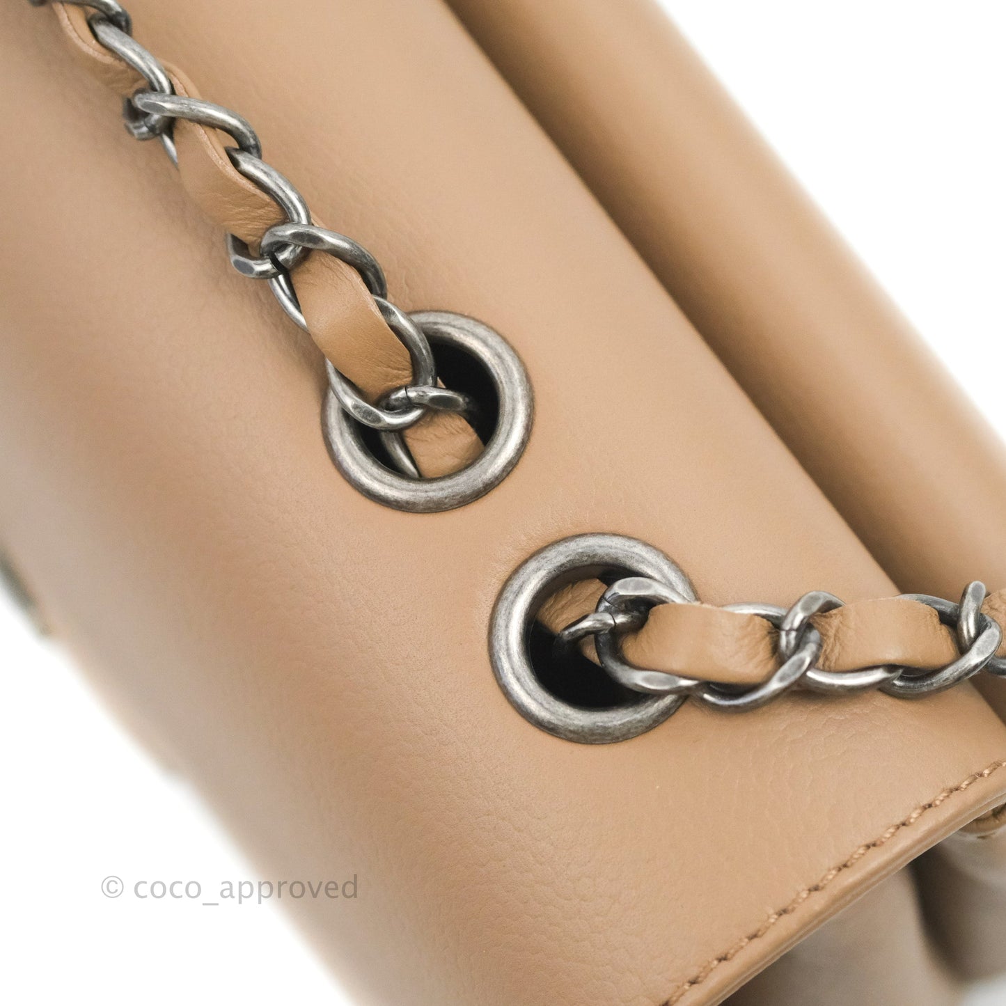 Chanel Flap Bag Dark Beige Caviar Ruthenium Hardware 17B
