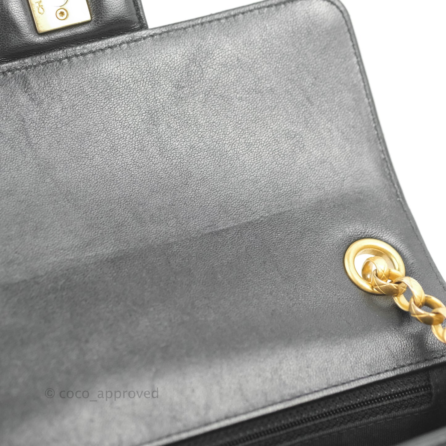 Chanel Quilted Square Flap Bijoux Chain Strap Black Aged Gold Hardware