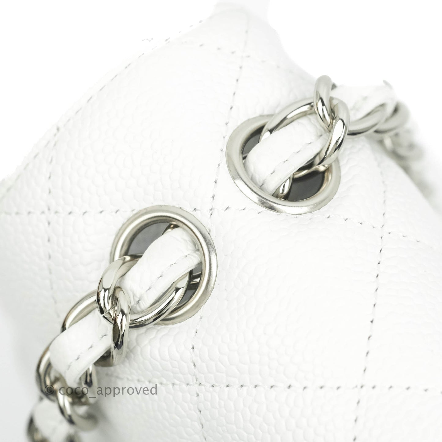 Chanel Jumbo Double Flap White Caviar Silver Hardware⁣⁣