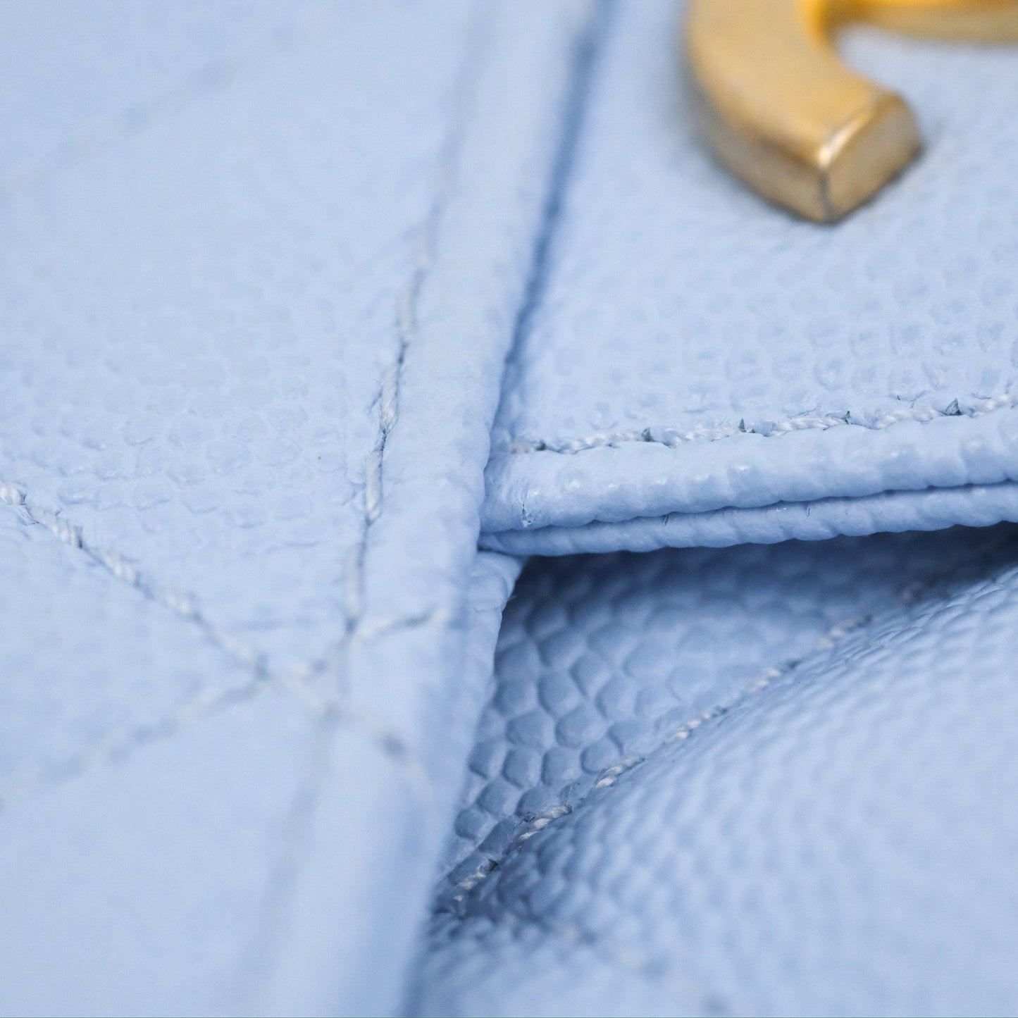 Chanel Quilted Wavy CC Hobo Light Blue Caviar Aged Gold Hardware 23P