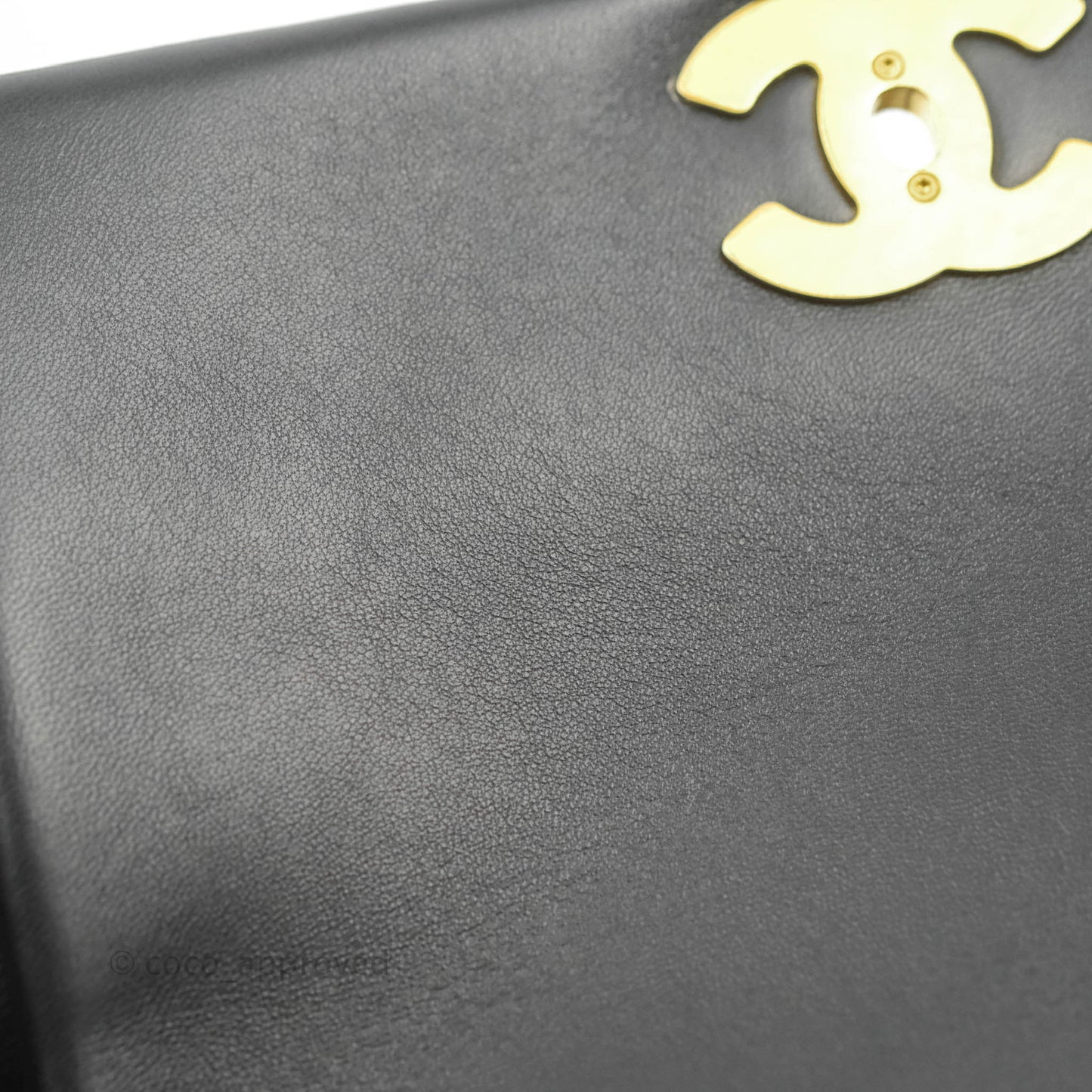 Chanel Large Flap Bag With Woven CC Logo Black Lambskin Gold Hardware 22C