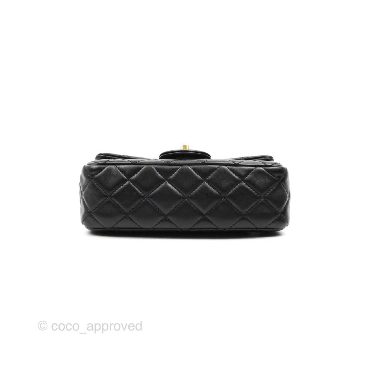 Chanel Quilted Mini Rectangular Pearl Crush Black Lambskin Gold Hardware
