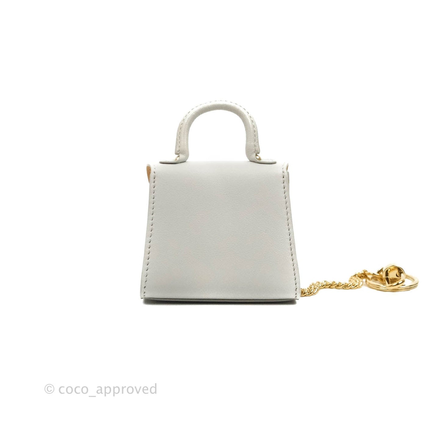 Delvaux Mini Brillant Bag Charm Light Grey Calfskin