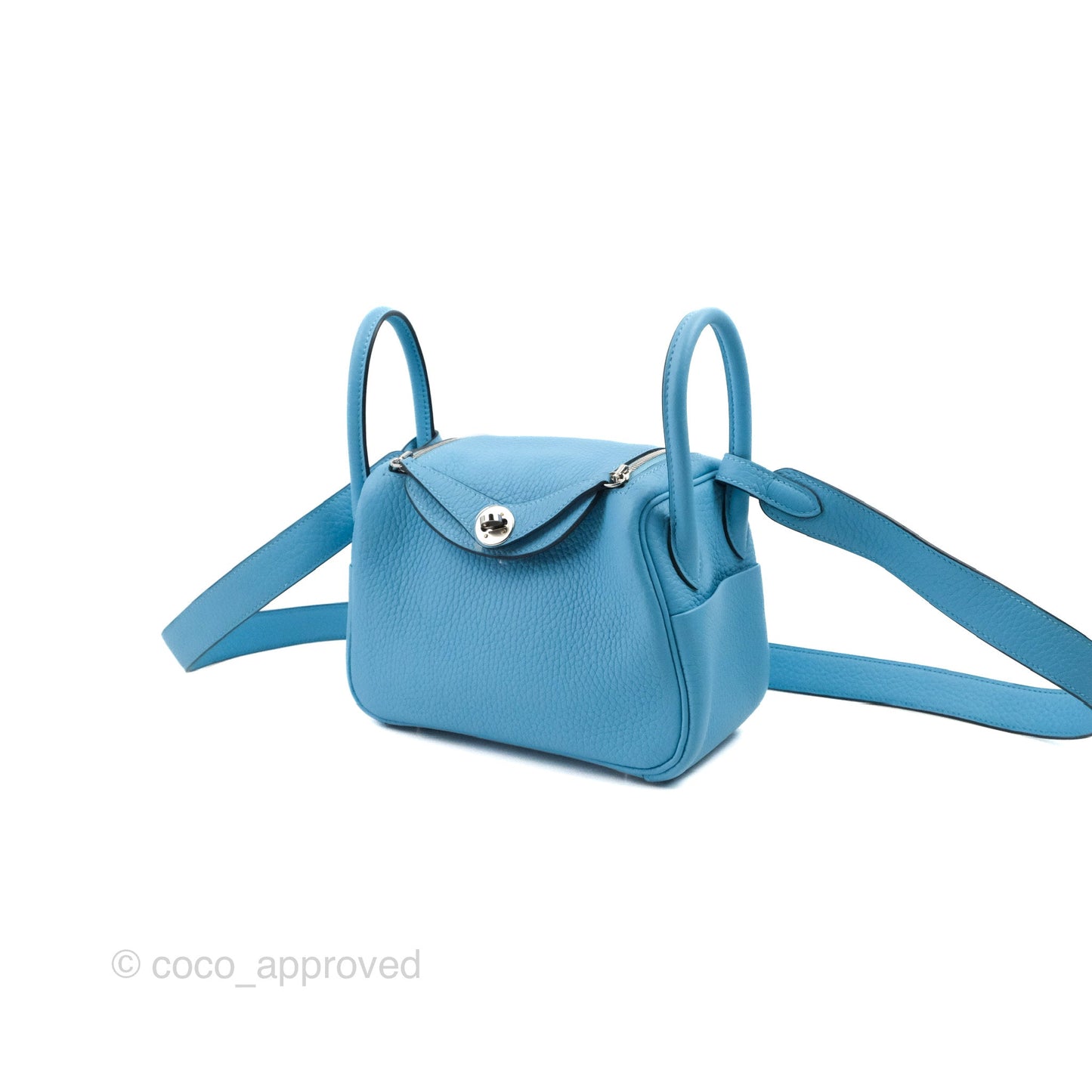 Hermès Mini Lindy 20 Bleu De Nord Clemence Palladium Hardware